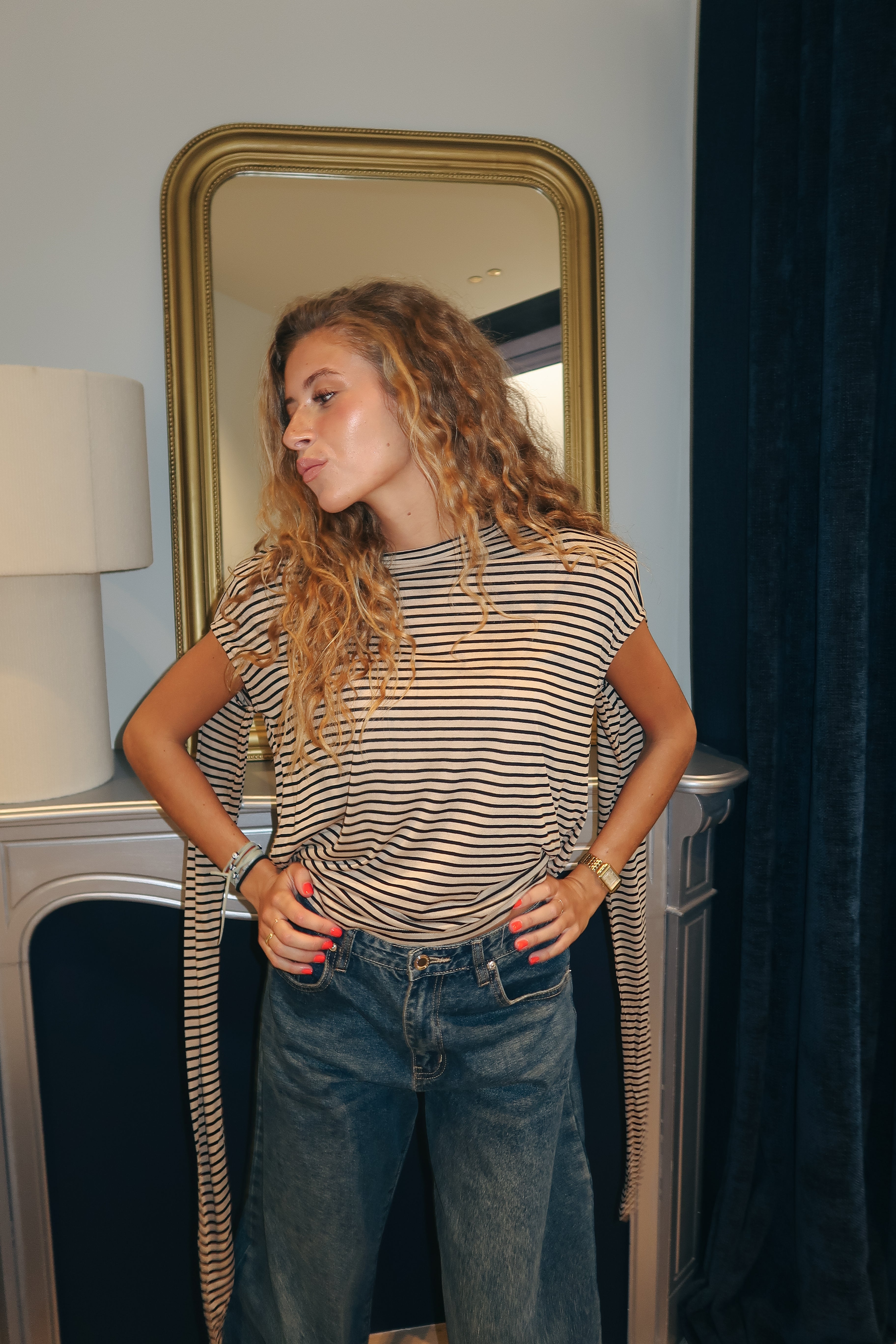 Beige and black Giulia T-shirt