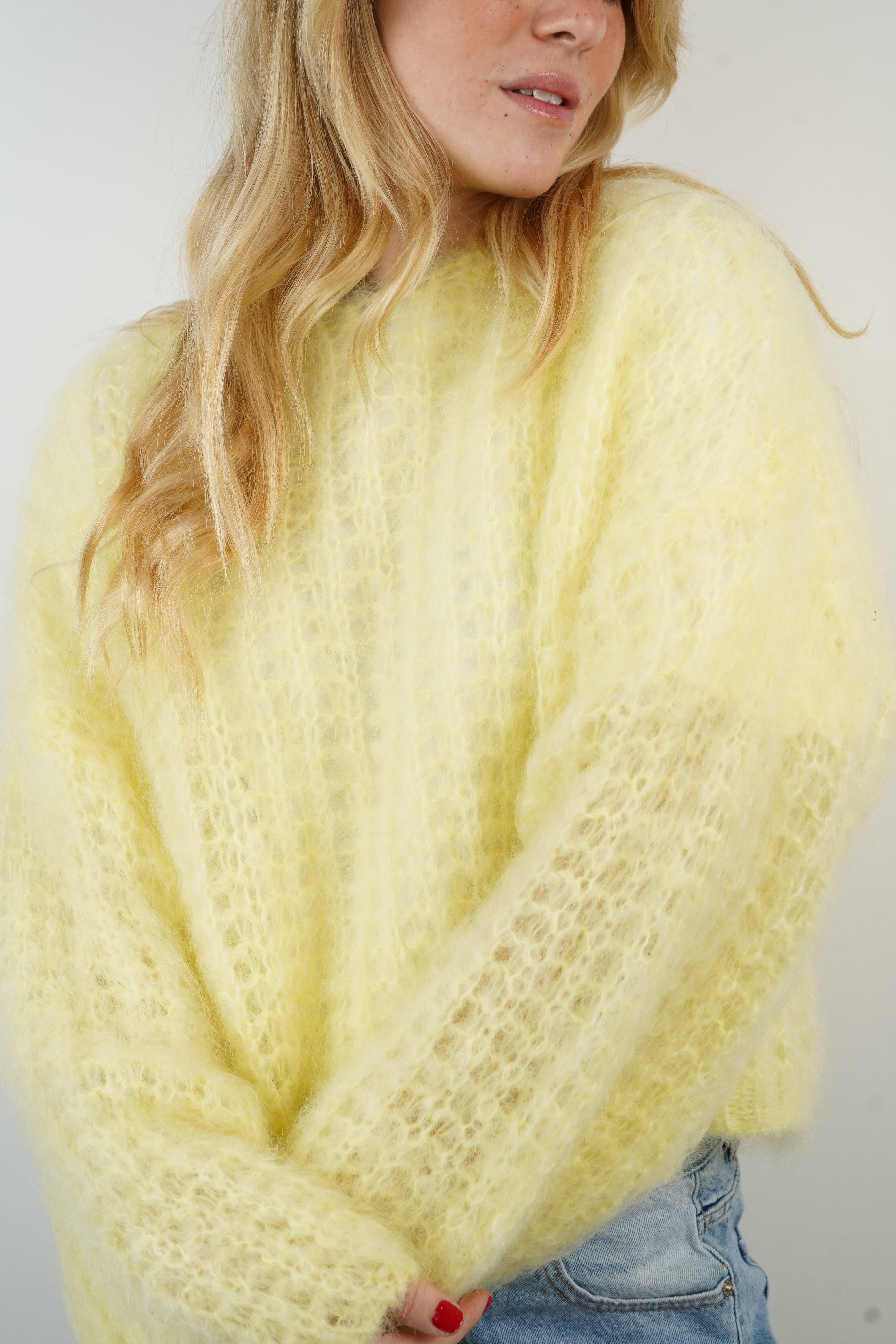 Pull 80% mohair Zoé jaune