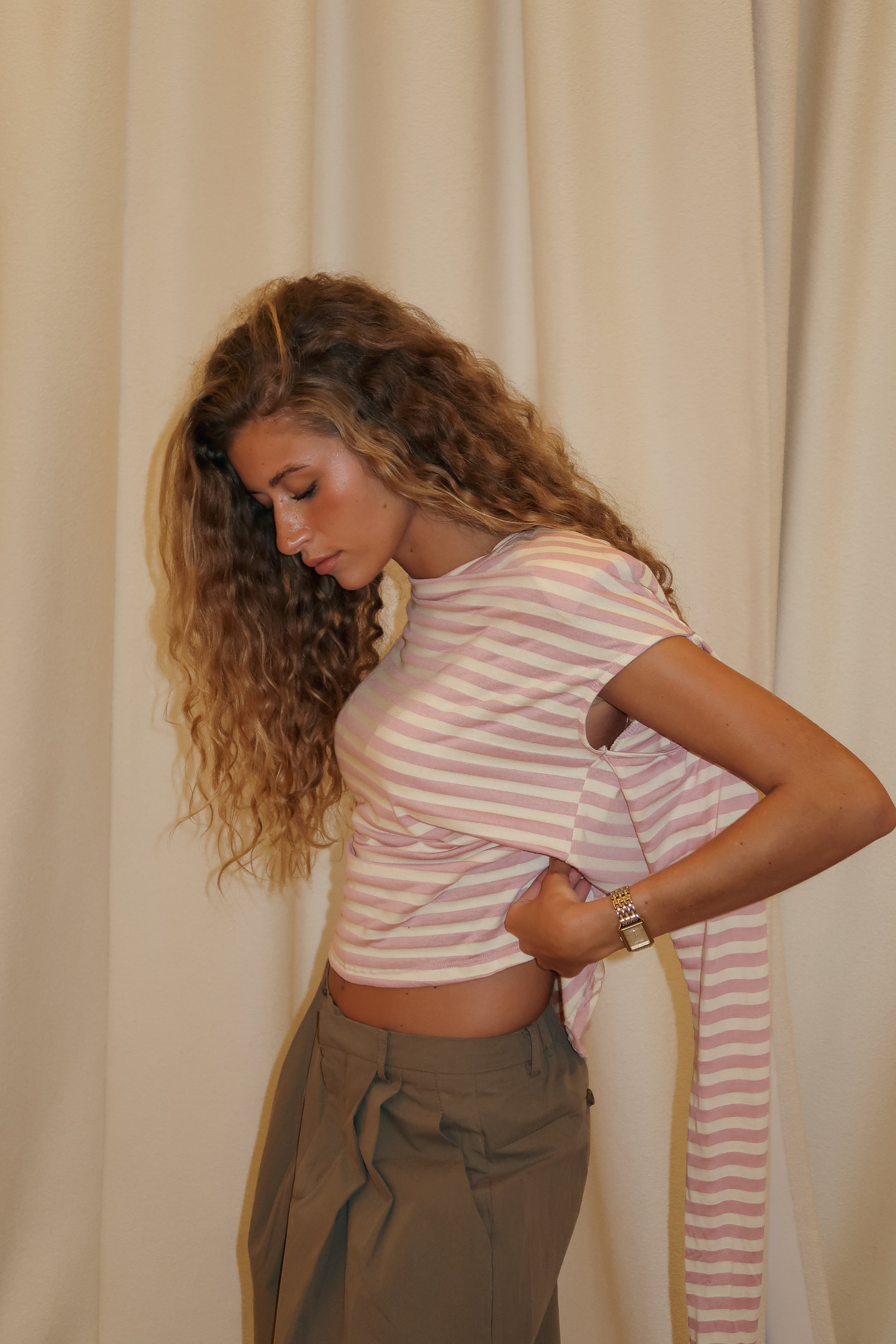 T-Shirt Giulia beige und blassrosa