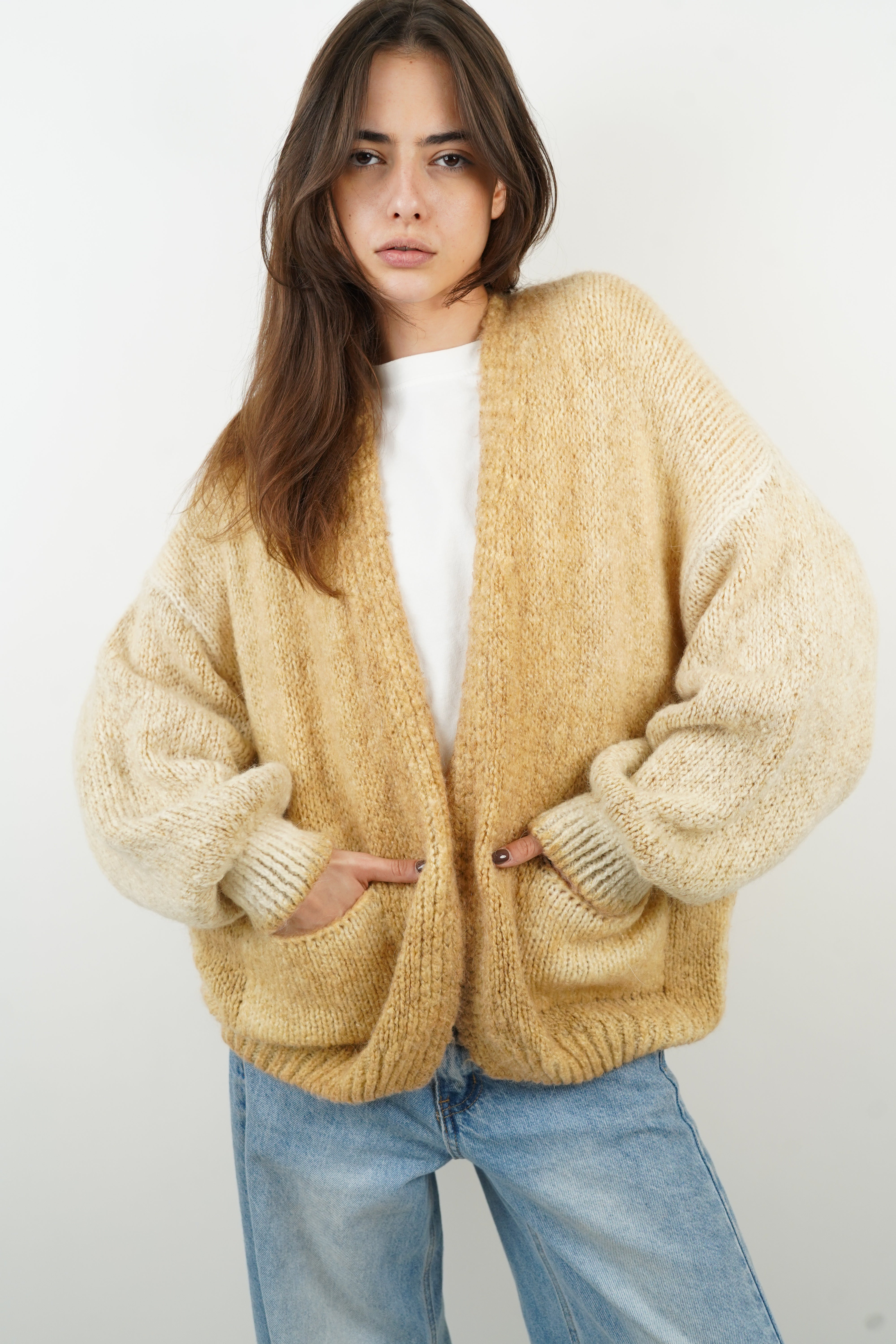 Beige Eloise-Strickjacke