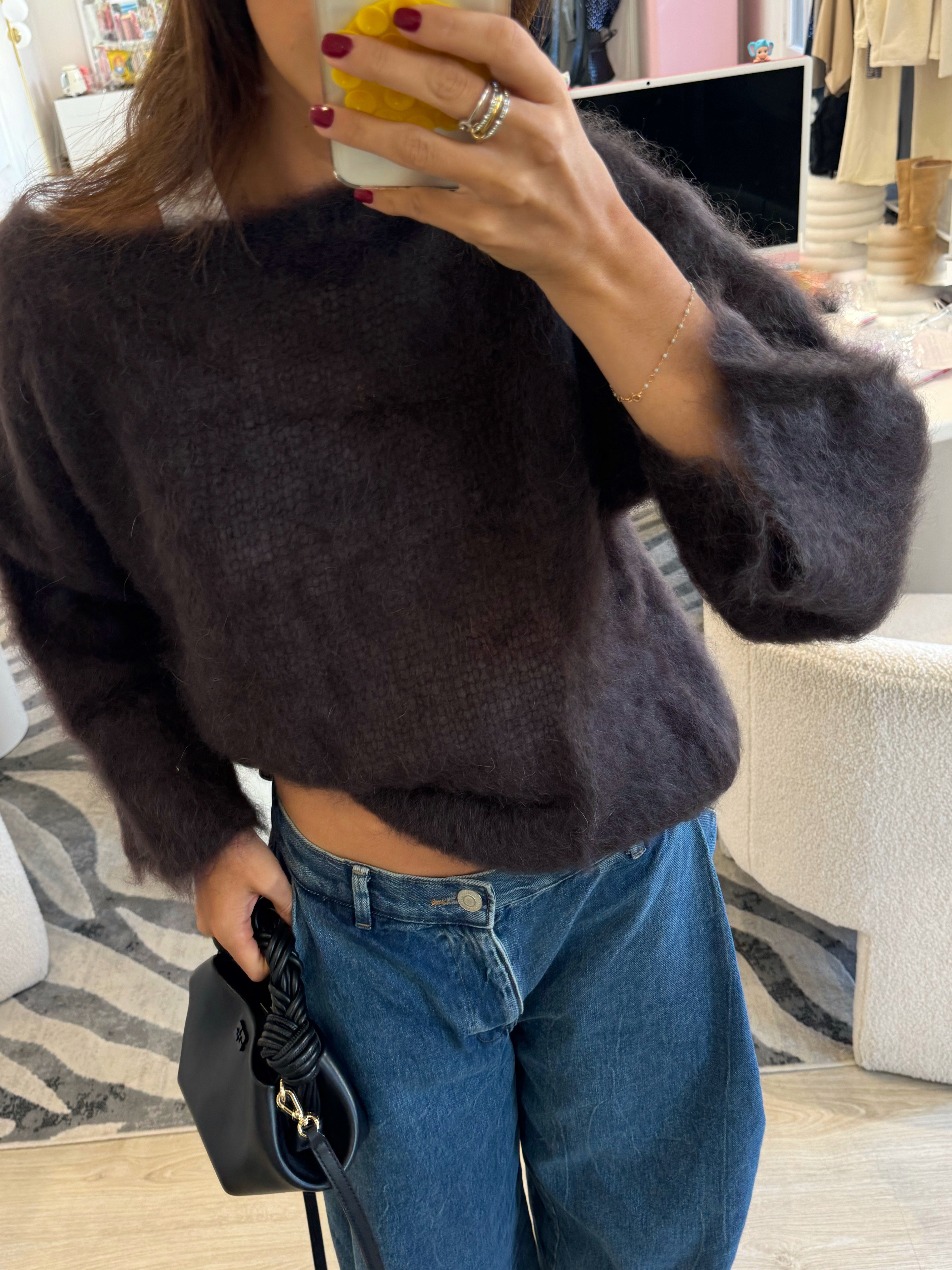 Pull 80% Mohair Jodie marron