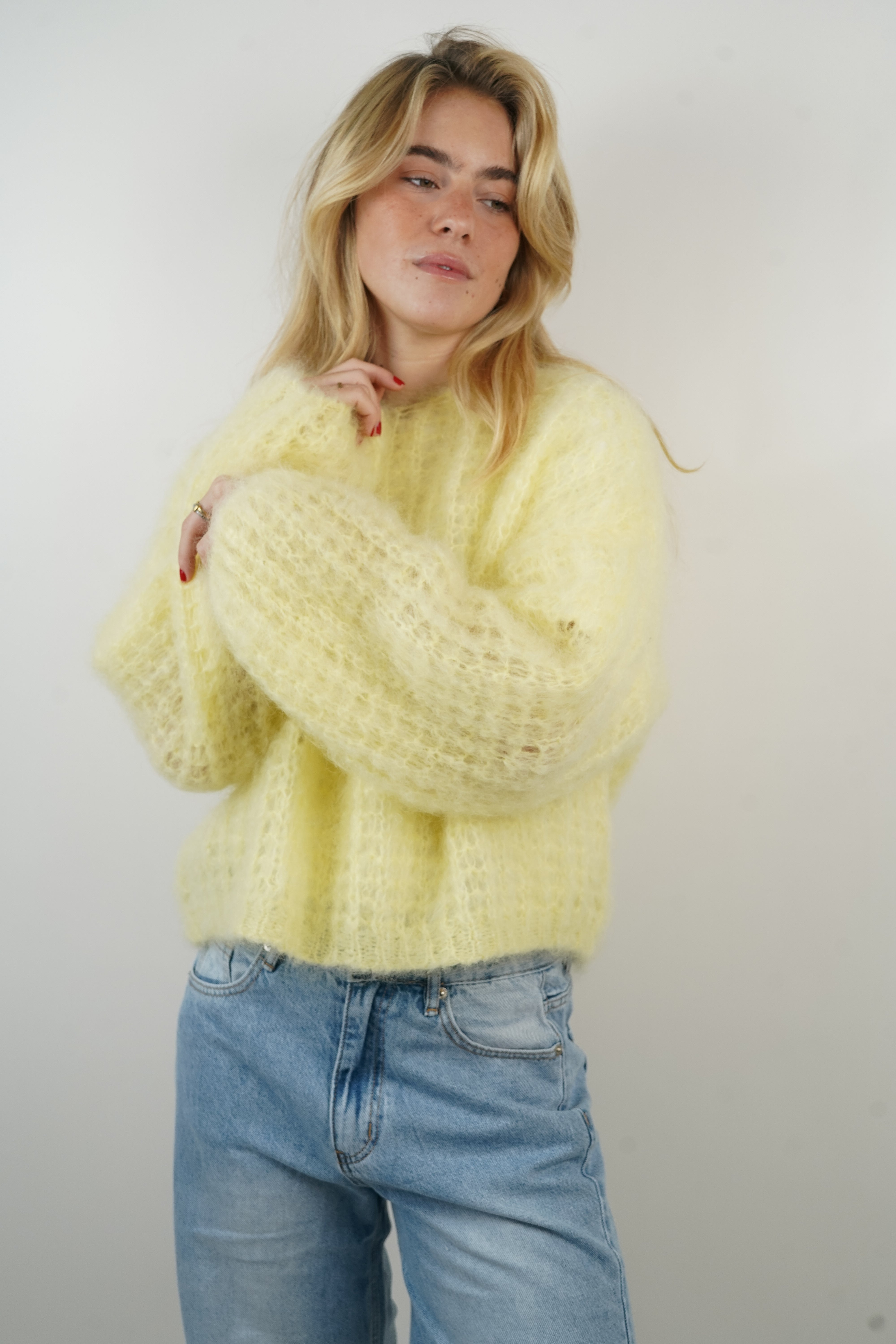 Pull 80% mohair Zoé jaune