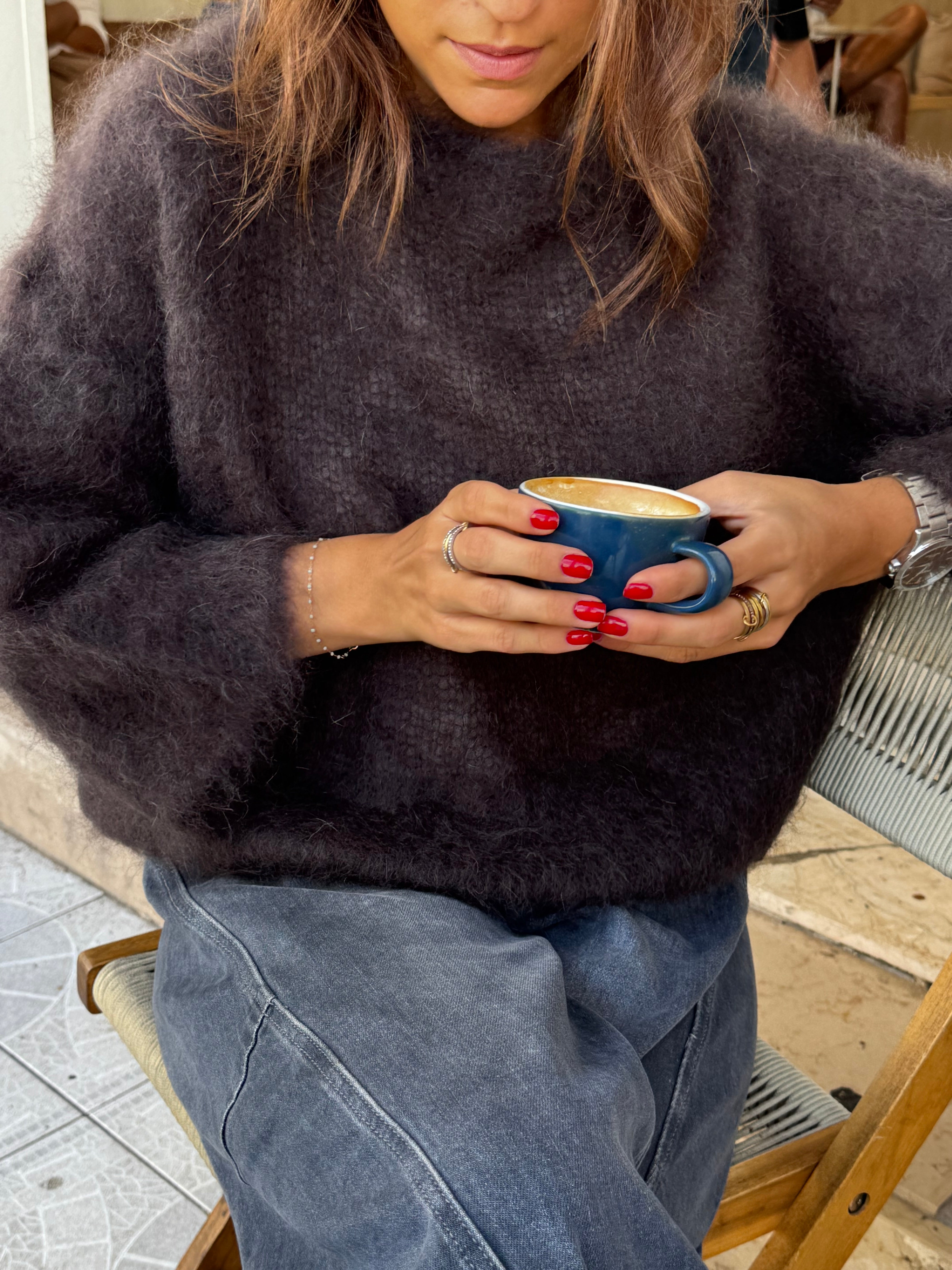 Pull 80% Mohair Jodie marron