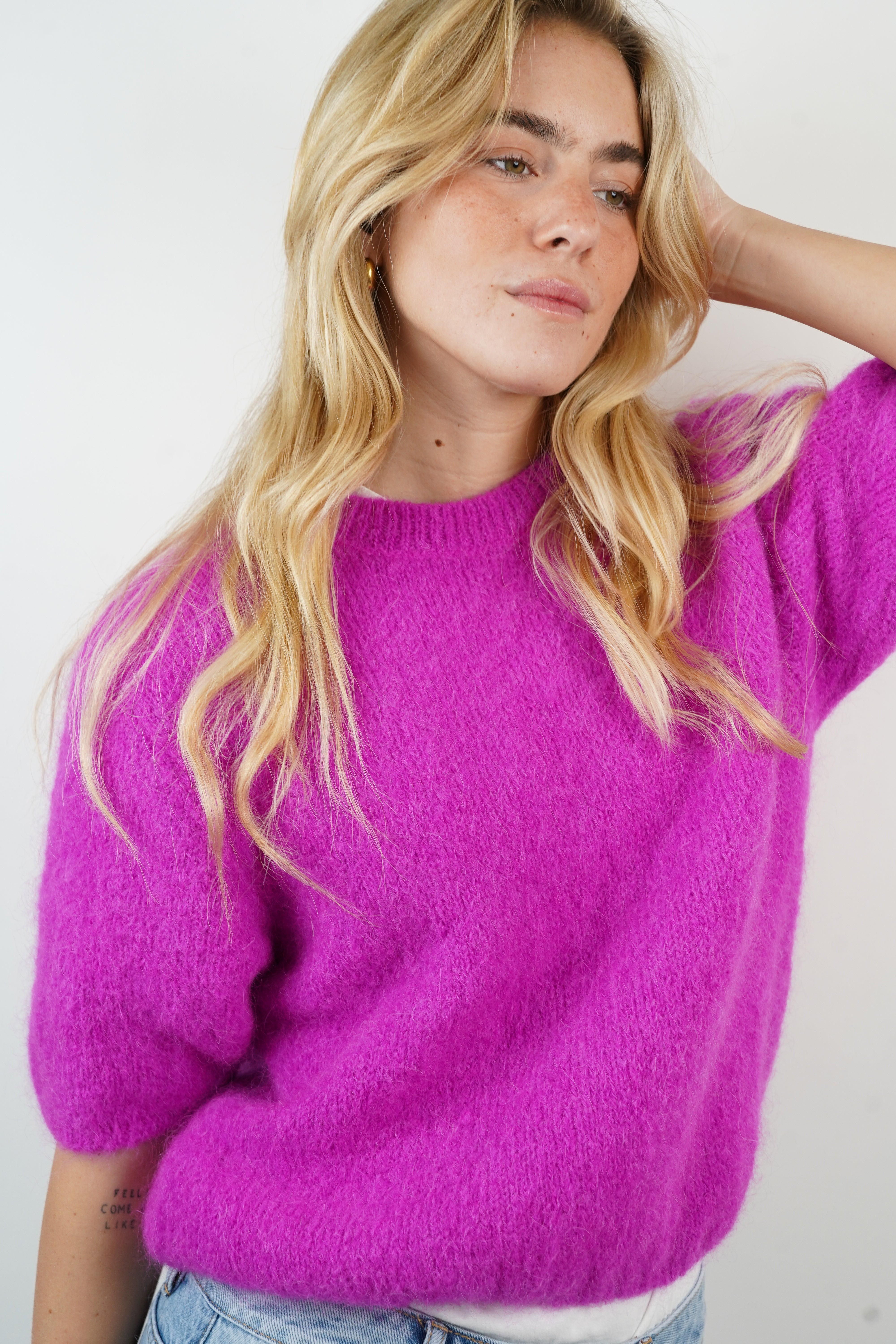 Pull mohair/alpaga Agathe violet