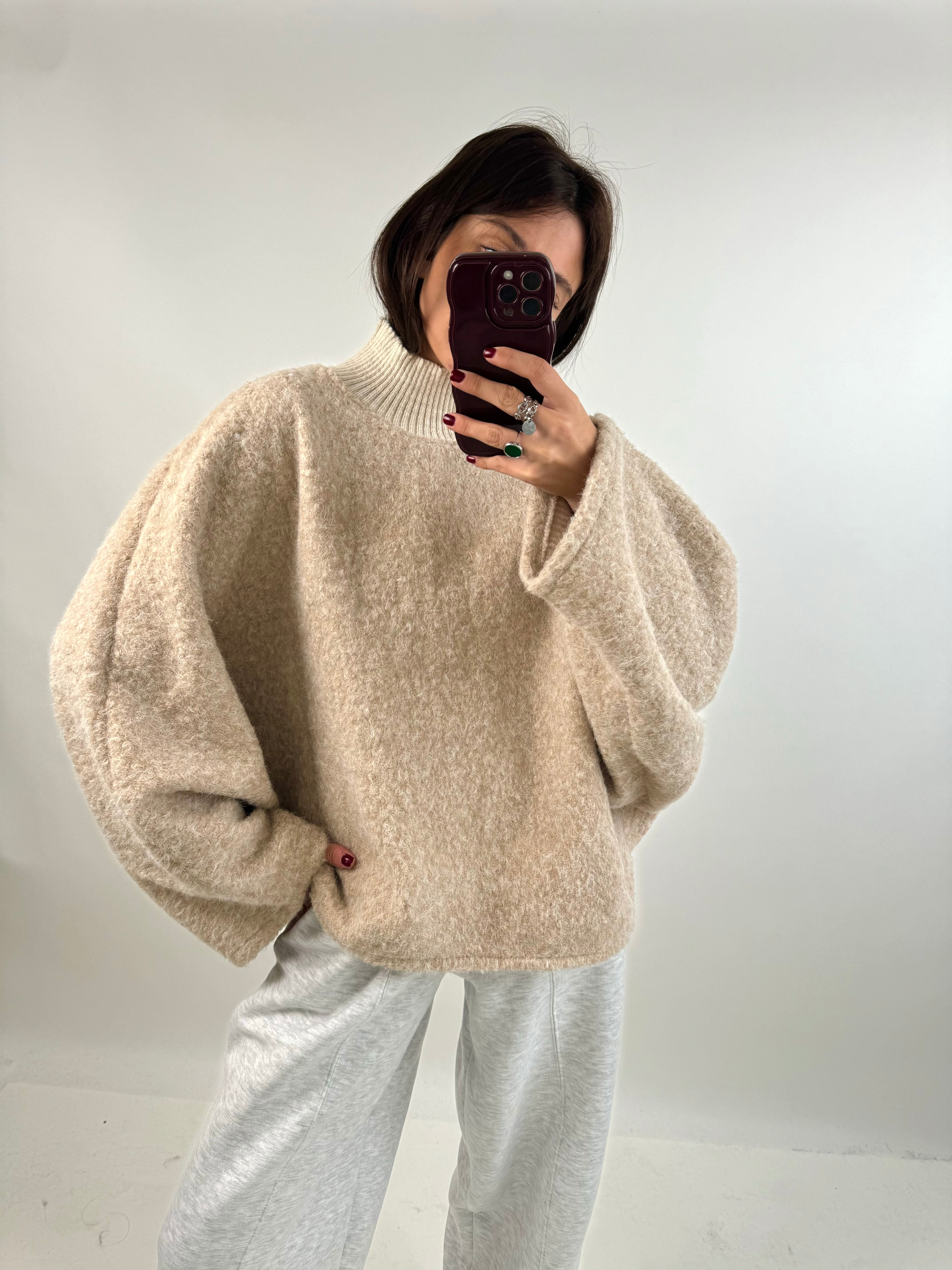 Milena beige cape sweater