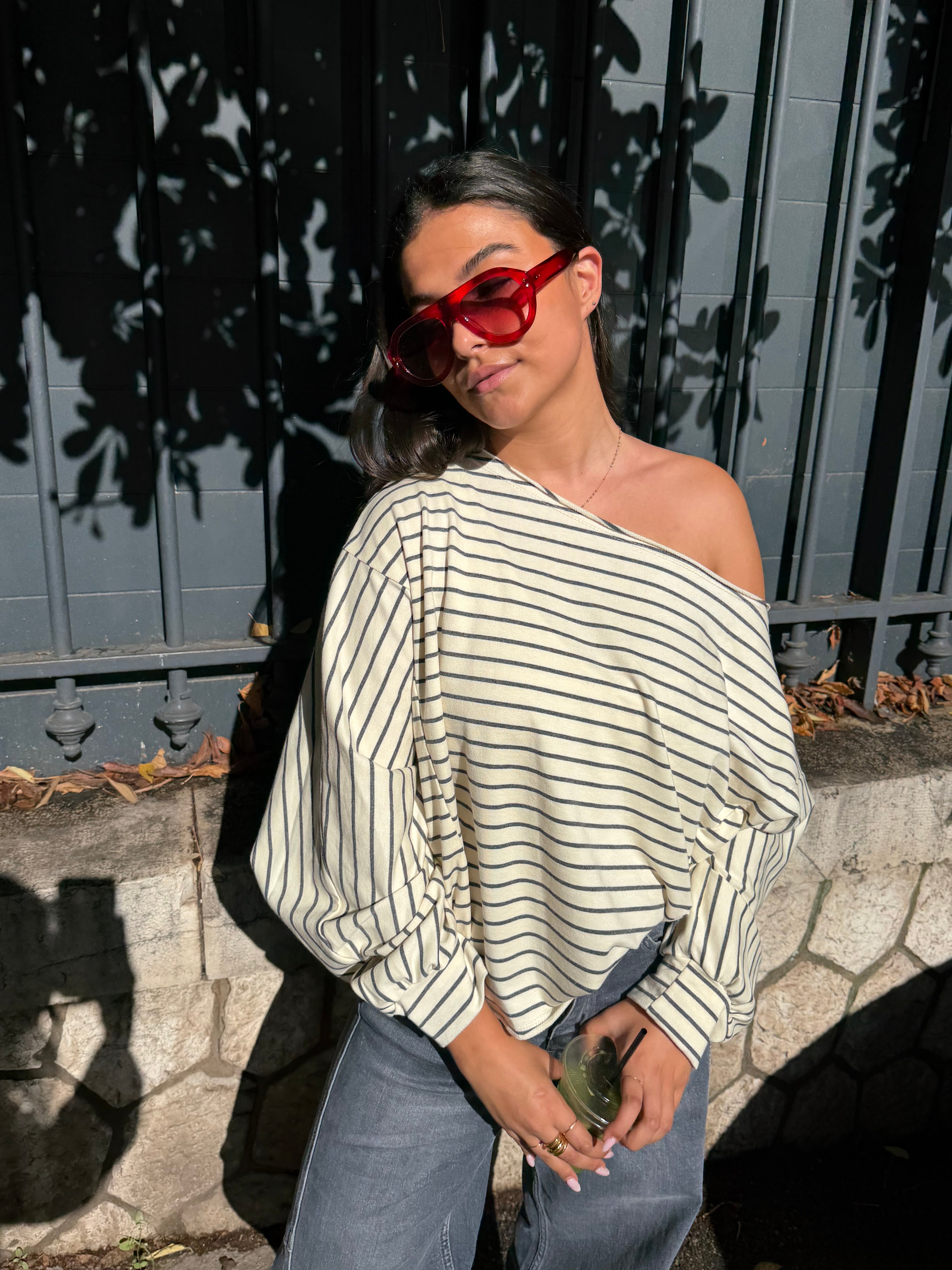 Juliette gray striped T-shirt