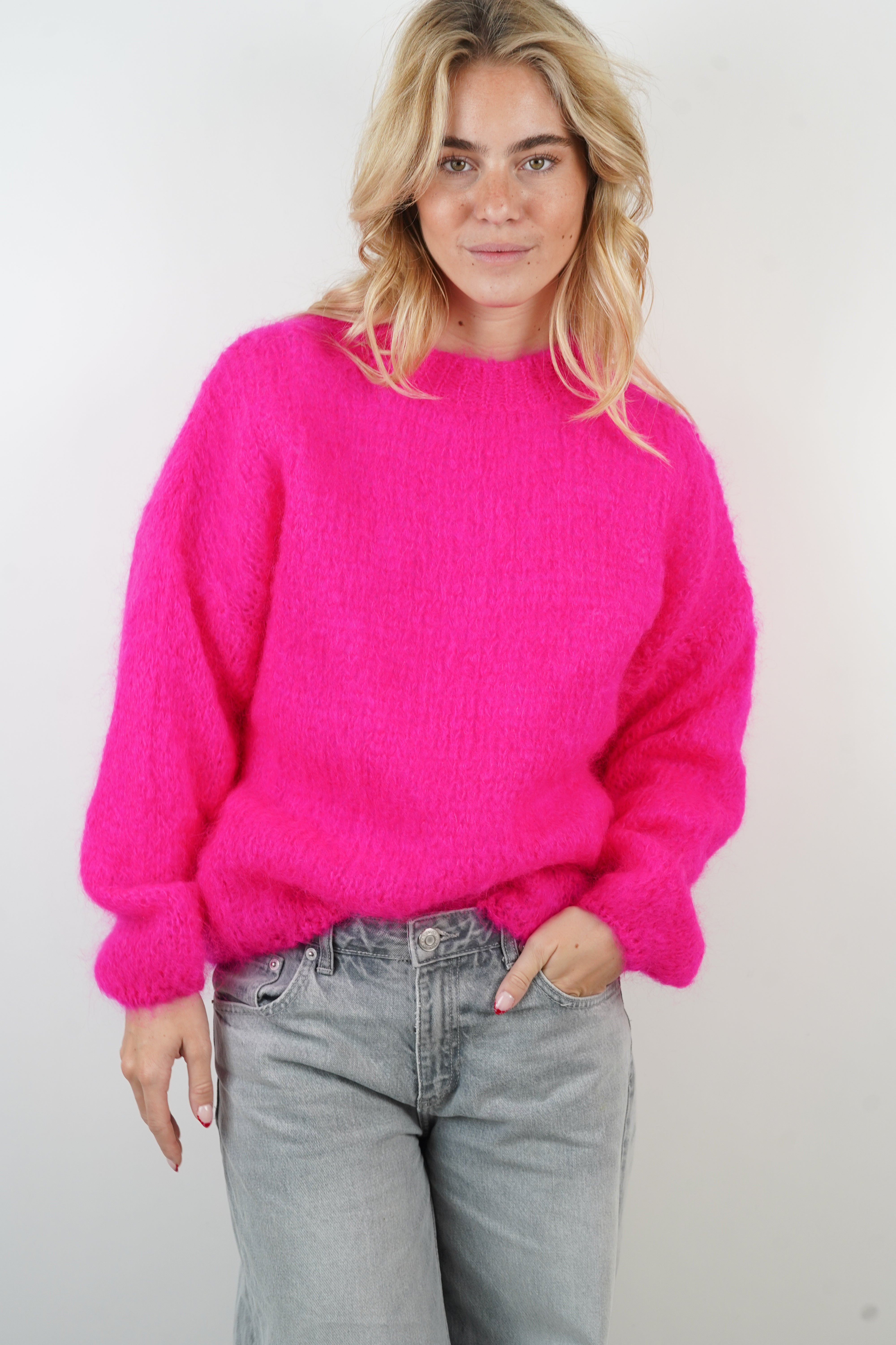 Dina neon pink mohair sweater