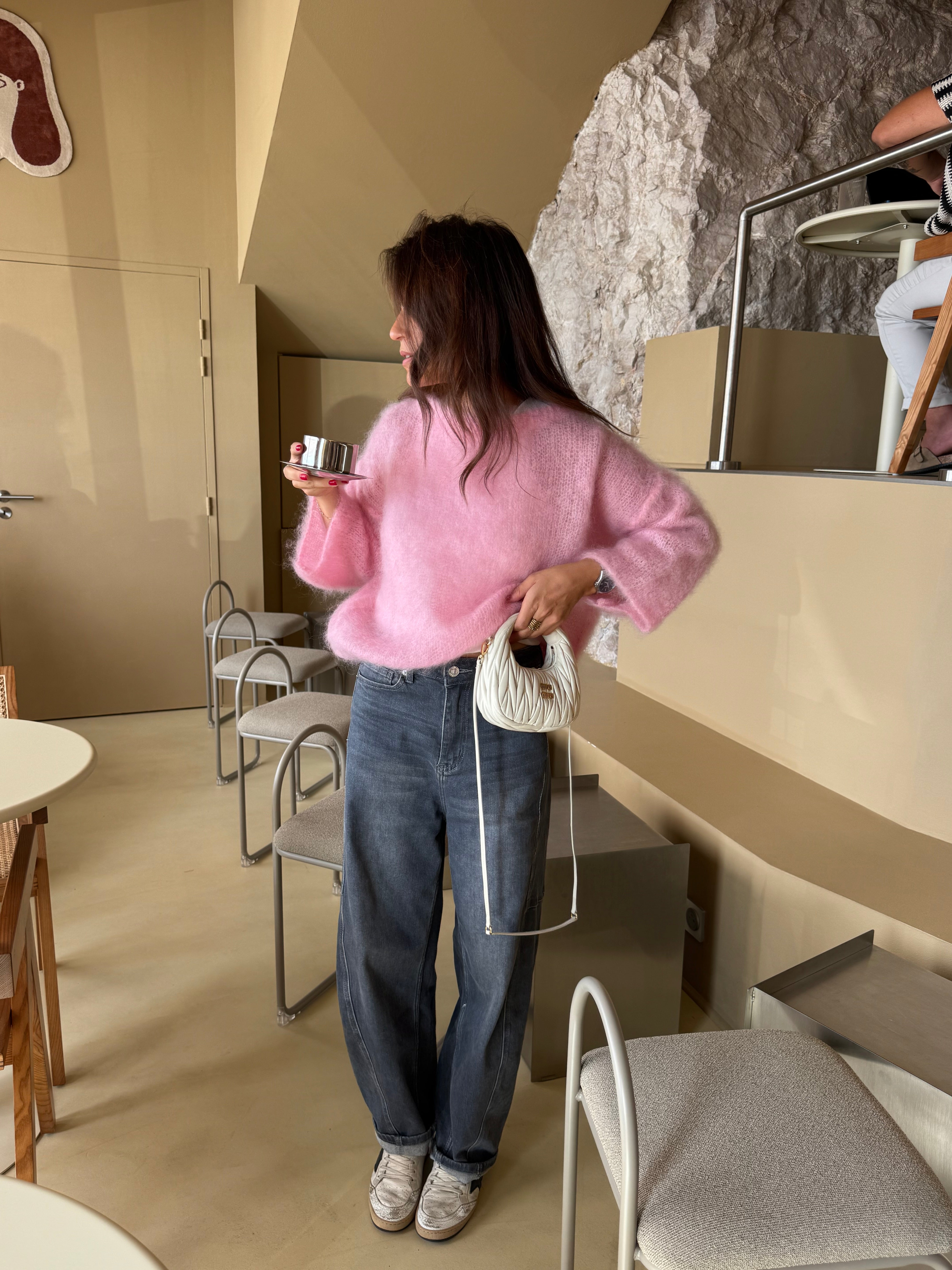 Pull 80% Mohair Jodie rose