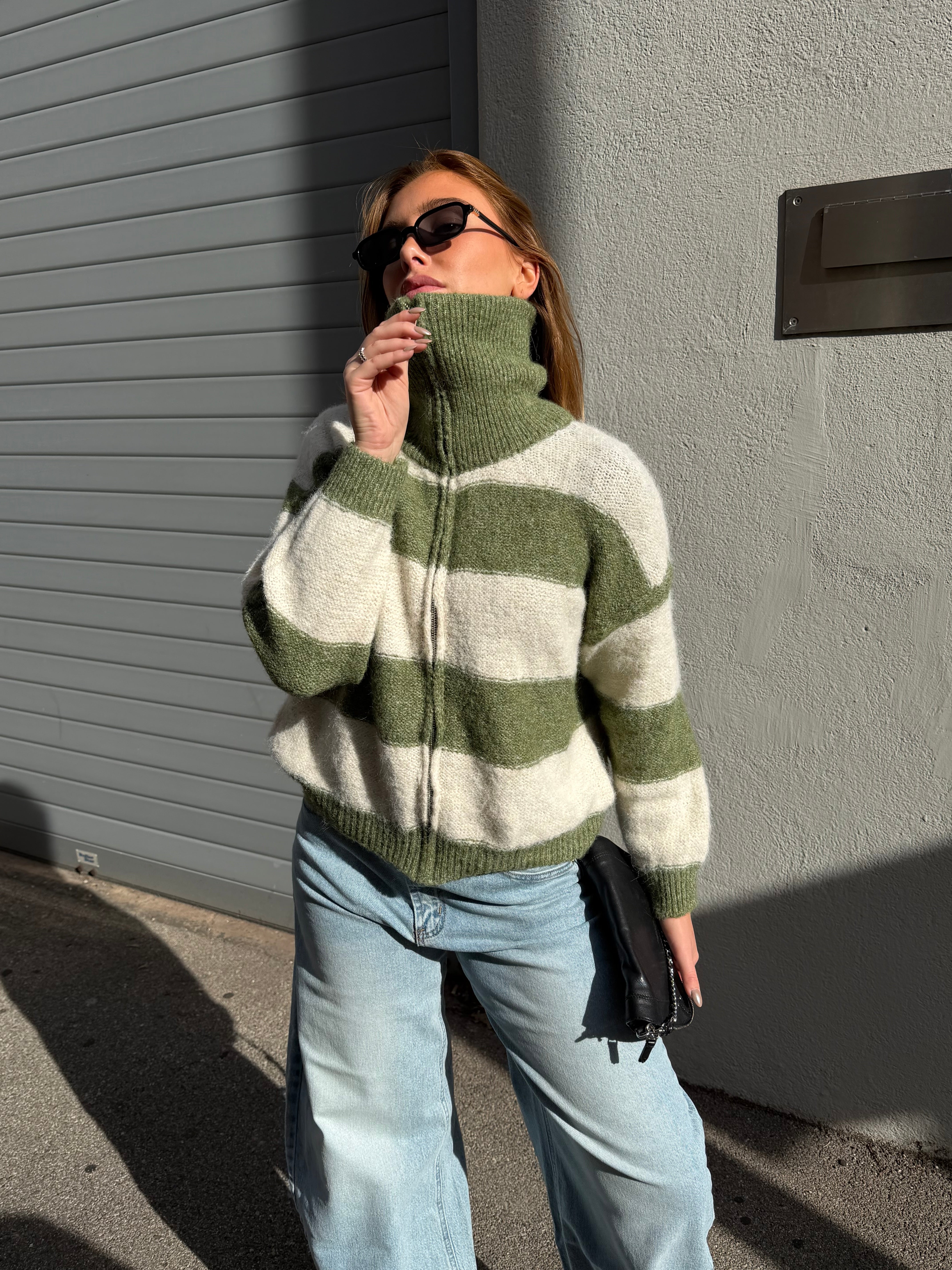 Gilet Gracie vert et crème