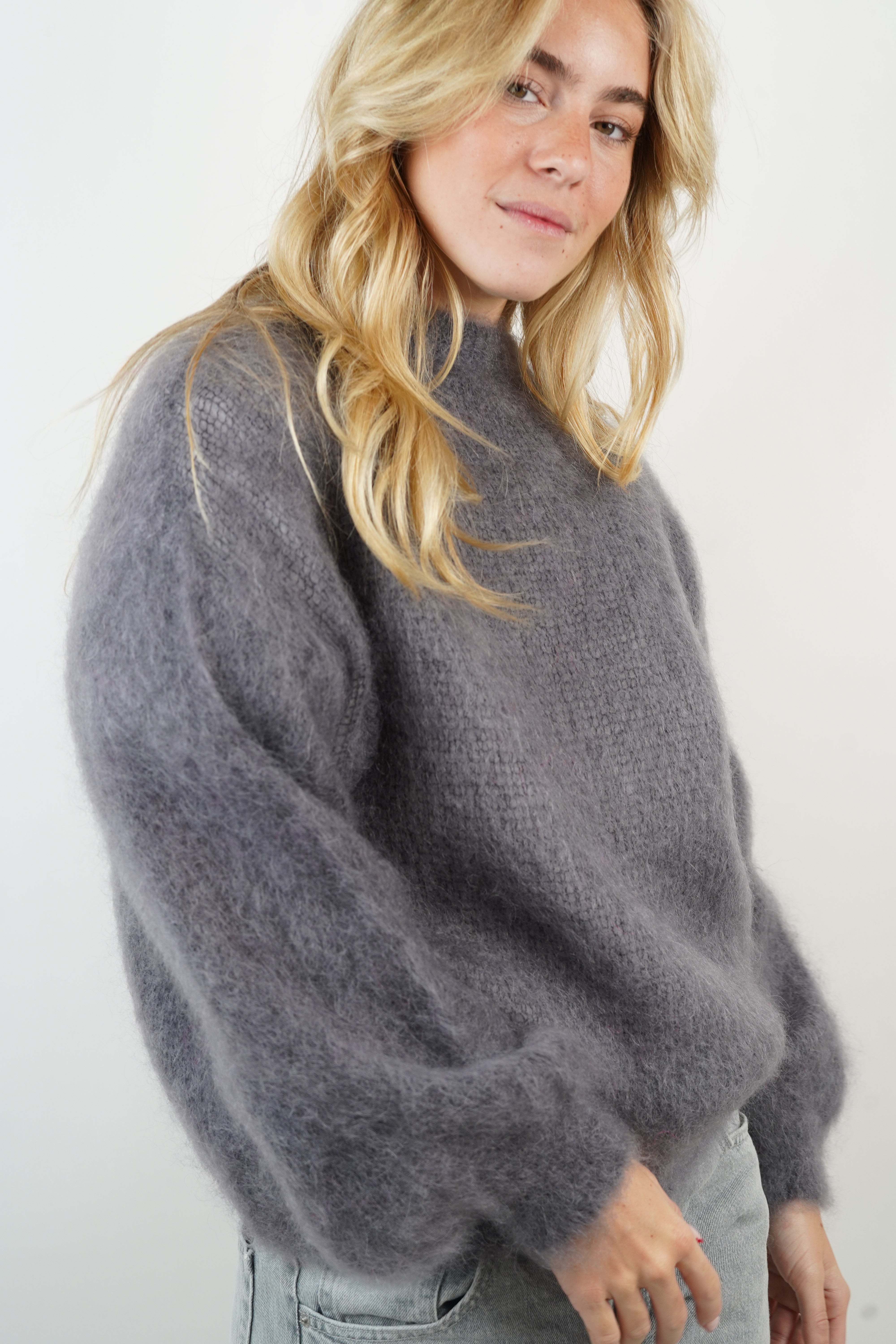 Grey mohair tea sweater