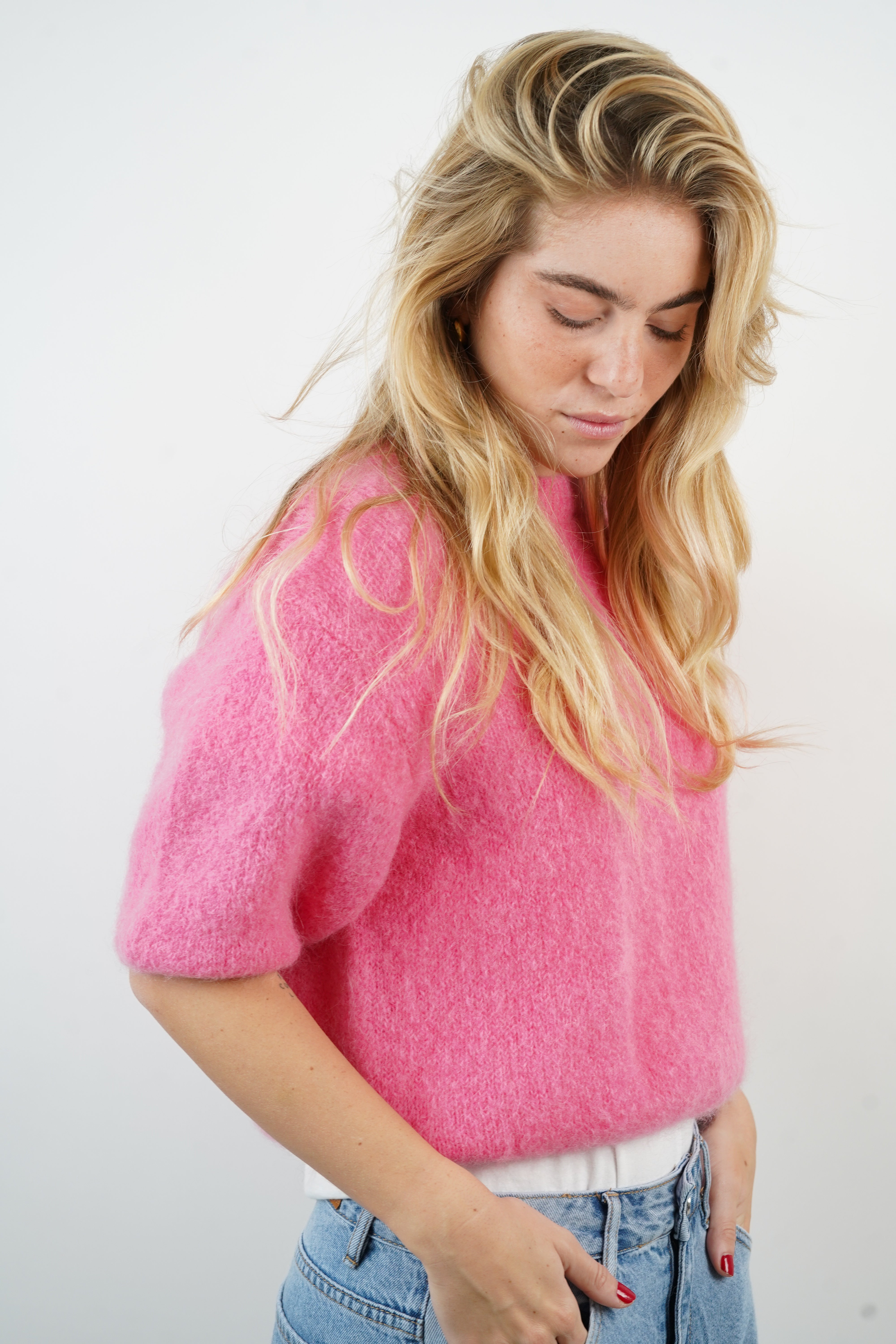 Pull mohair/alpaga Agathe rose