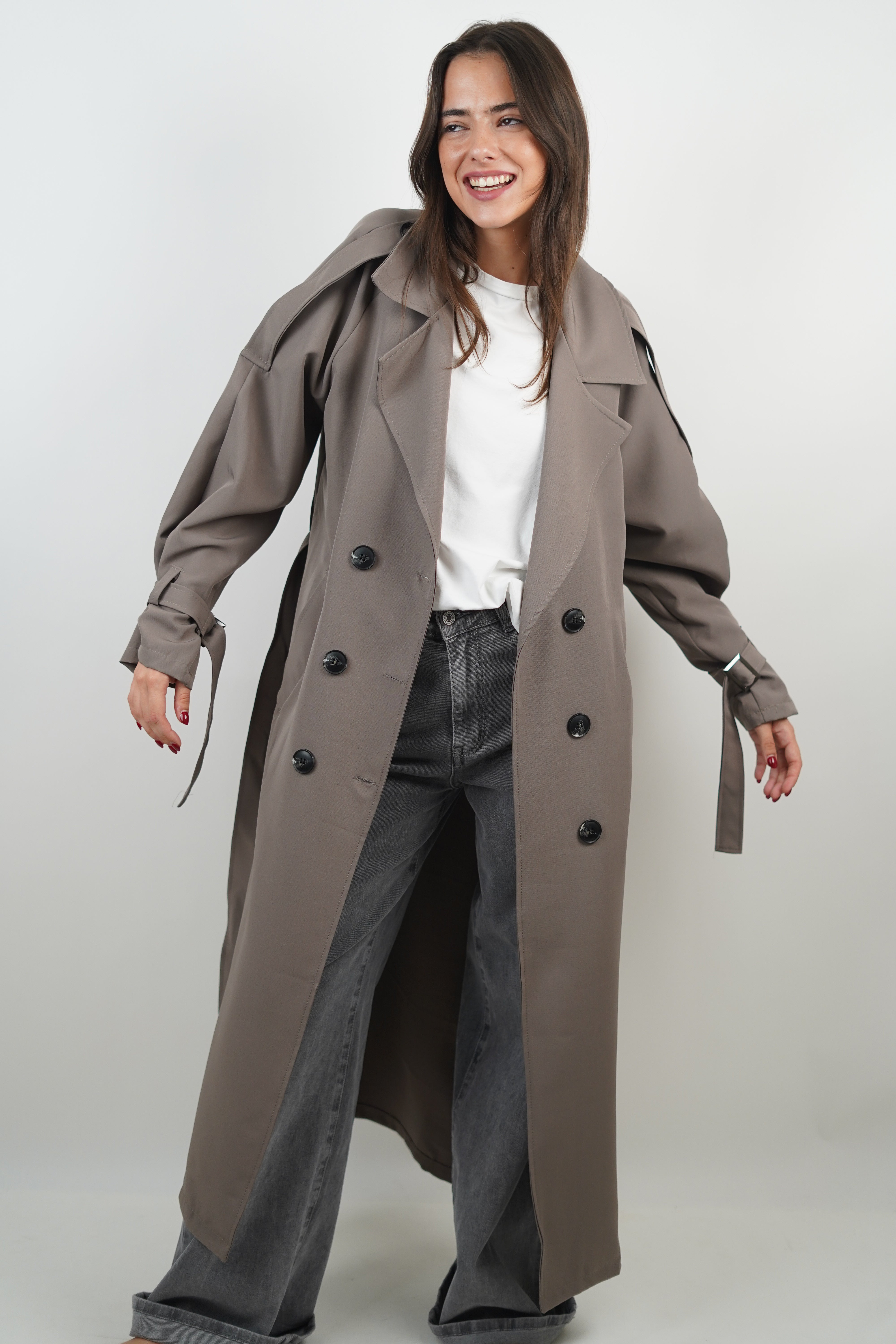 Lola taupefarbener Trenchcoat