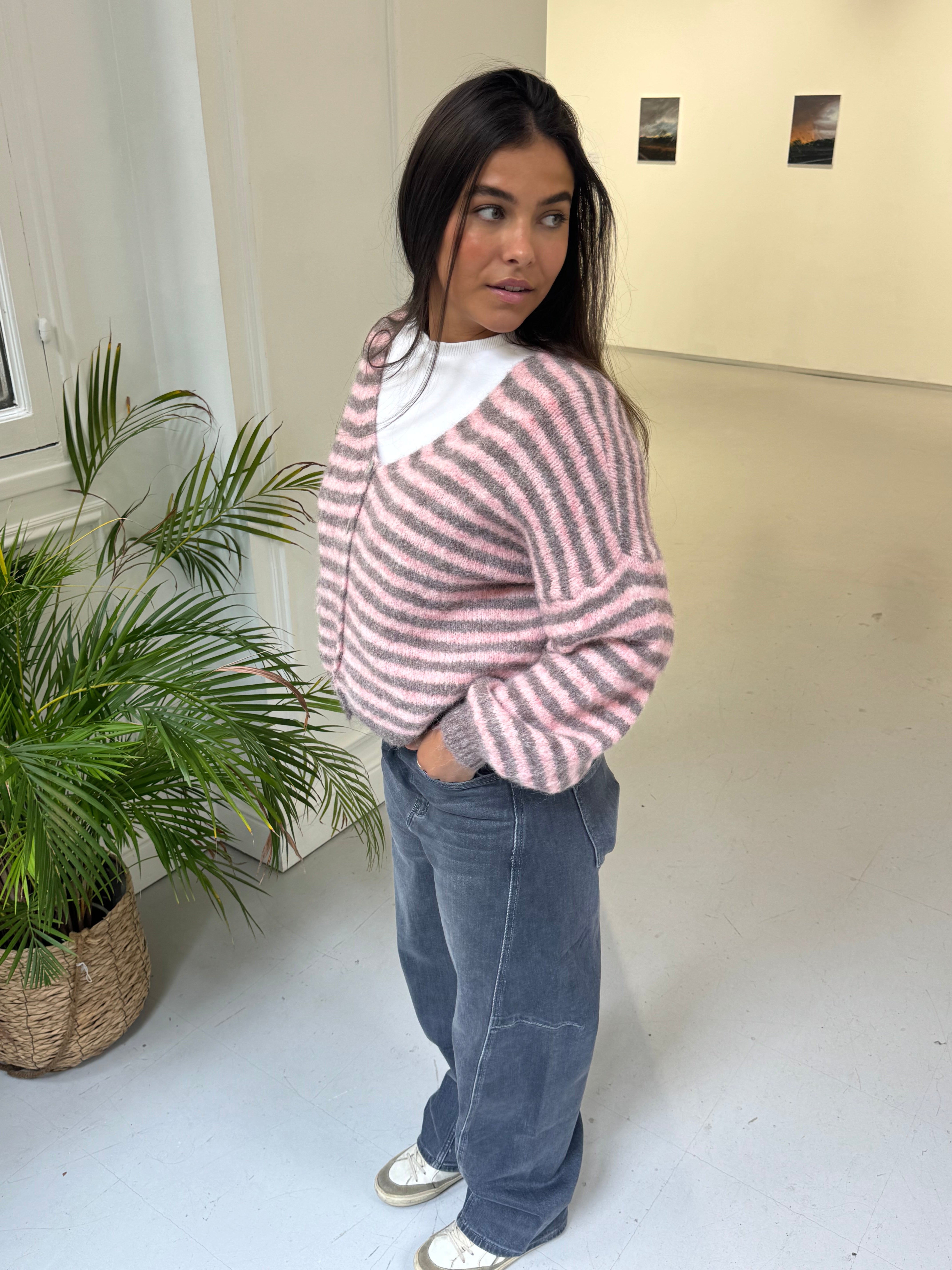 Stef pink and gray vest