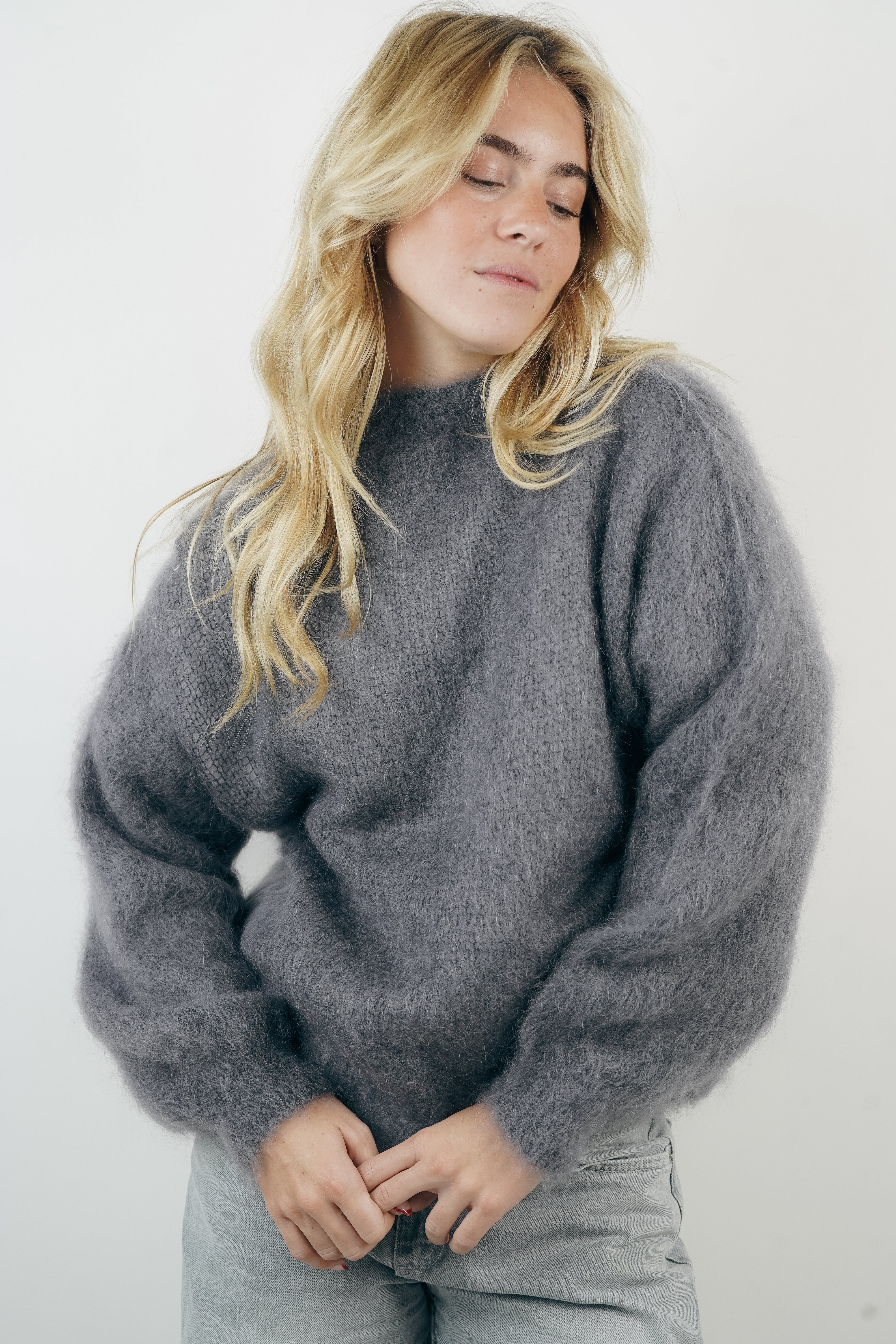 Grey mohair tea sweater