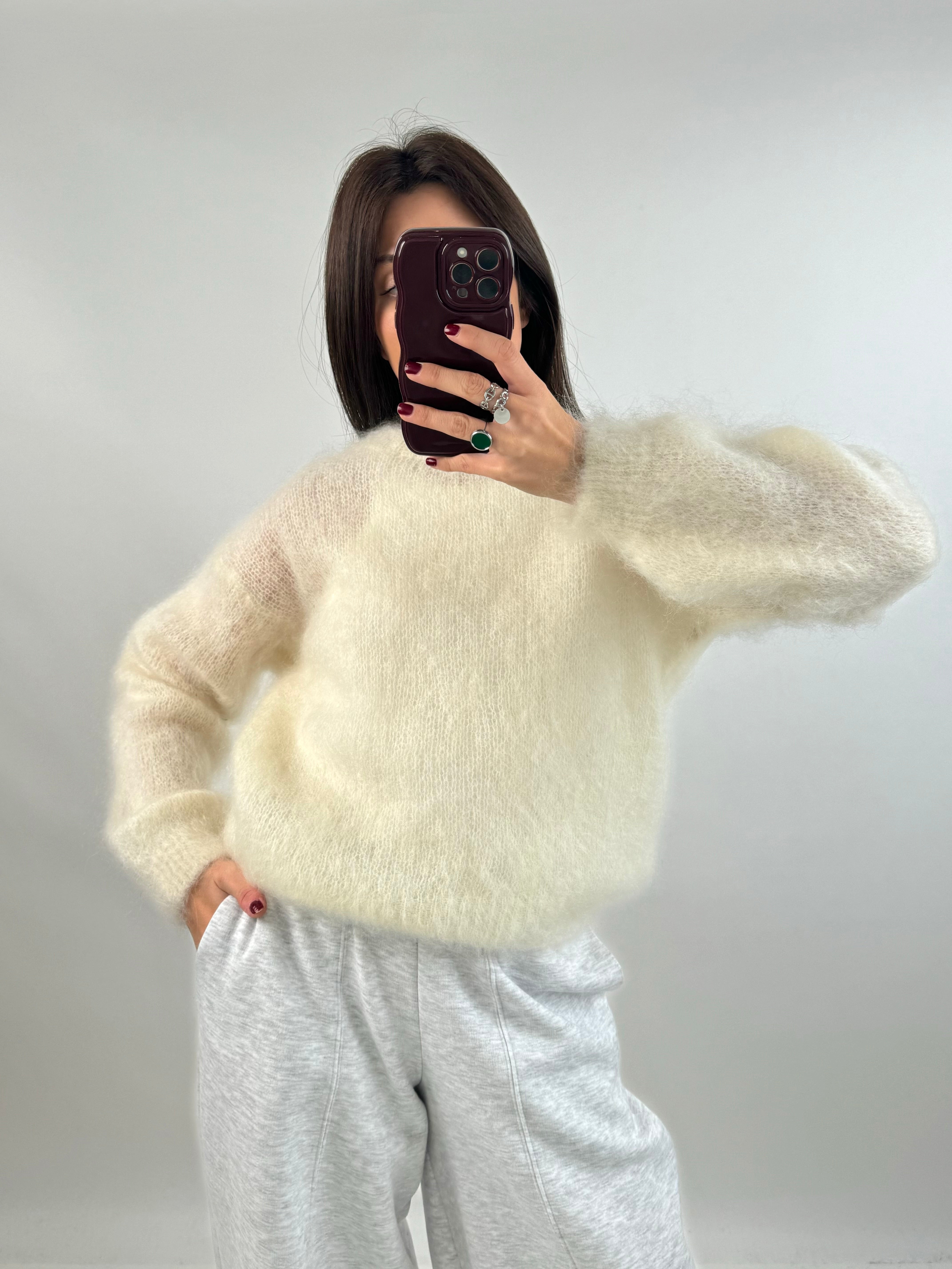 Tea mohair ecru sweater