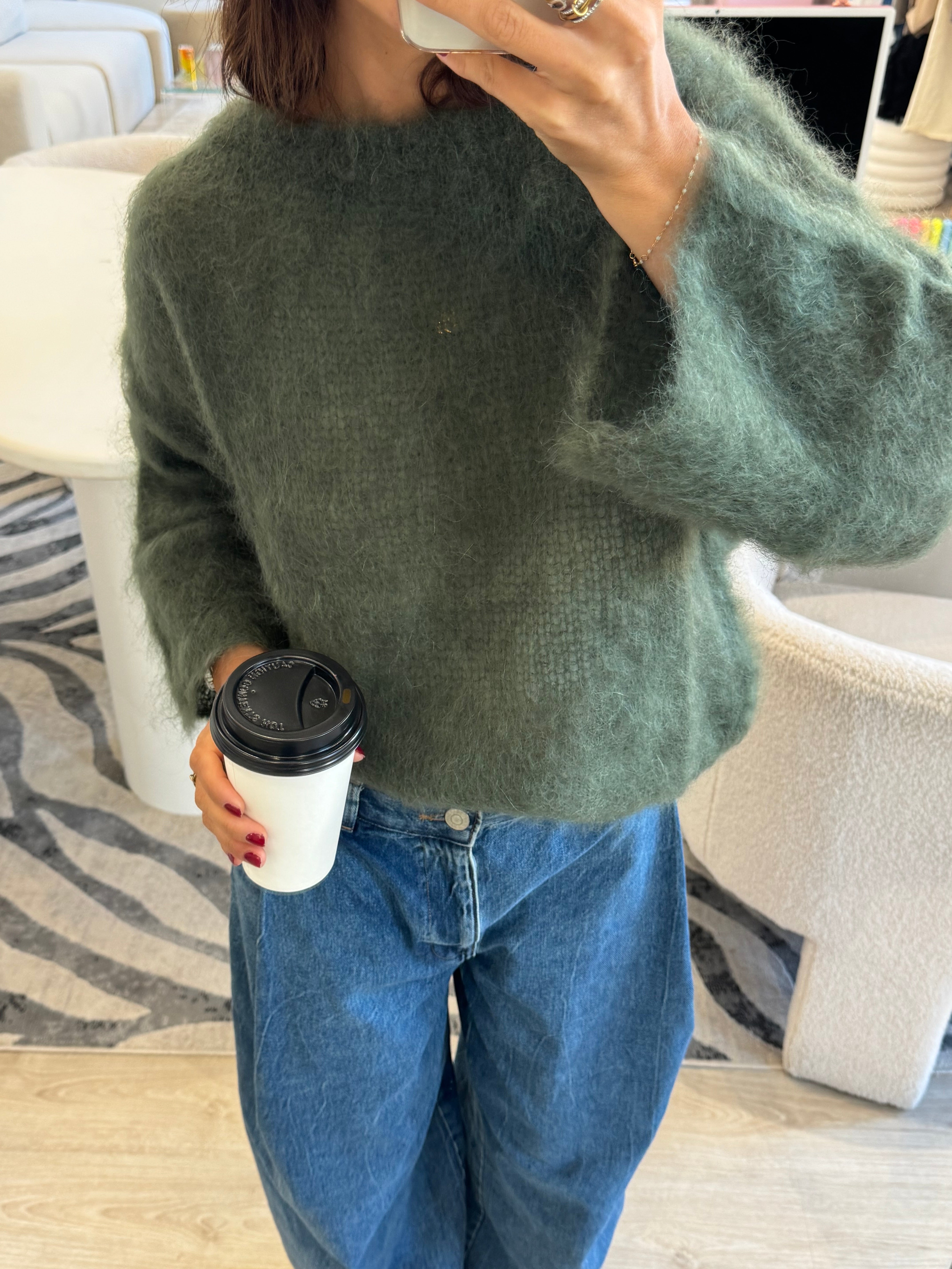 Pull 80% Mohair Jodie kaki