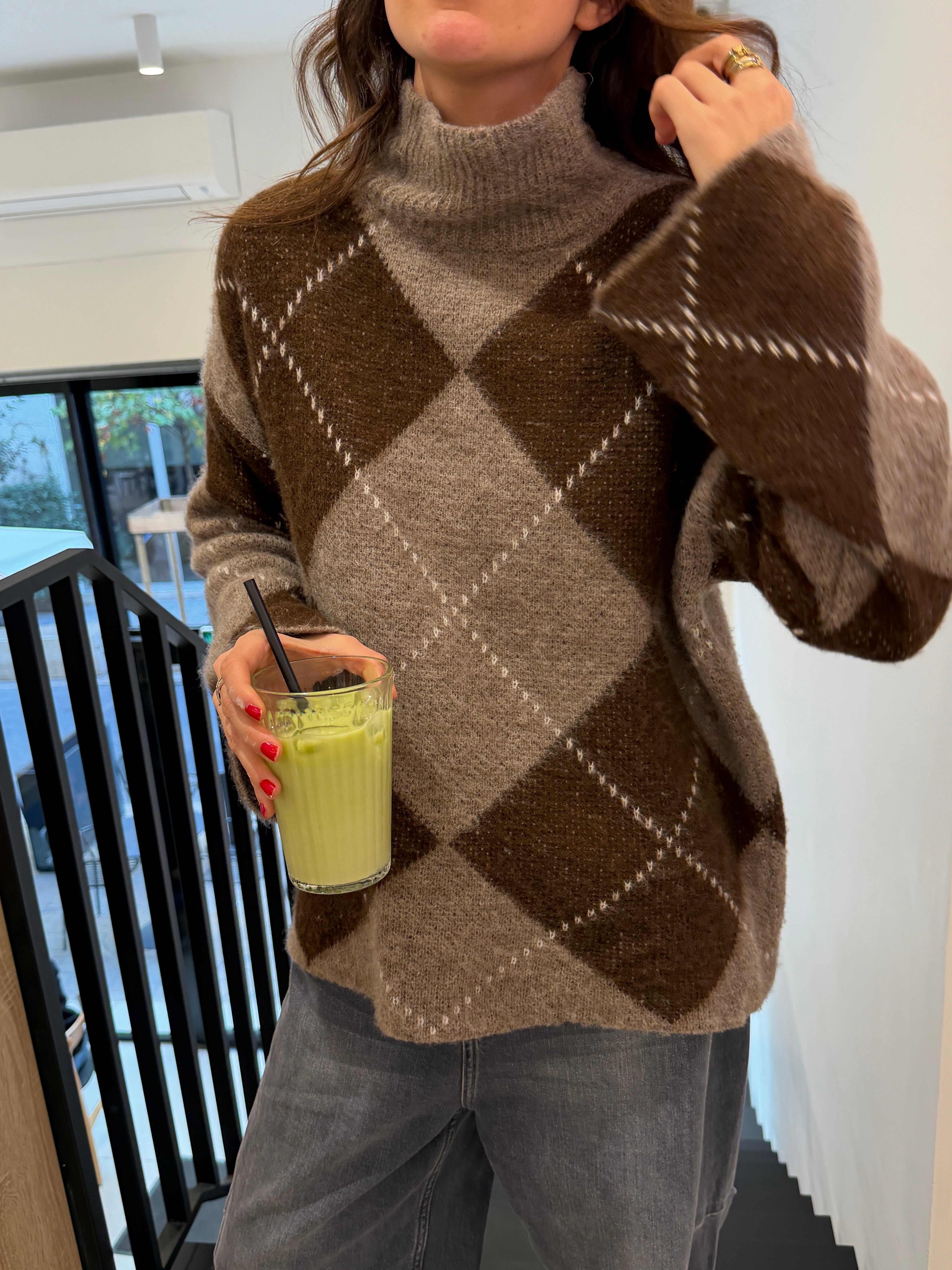 Candice taupe and brown sweater