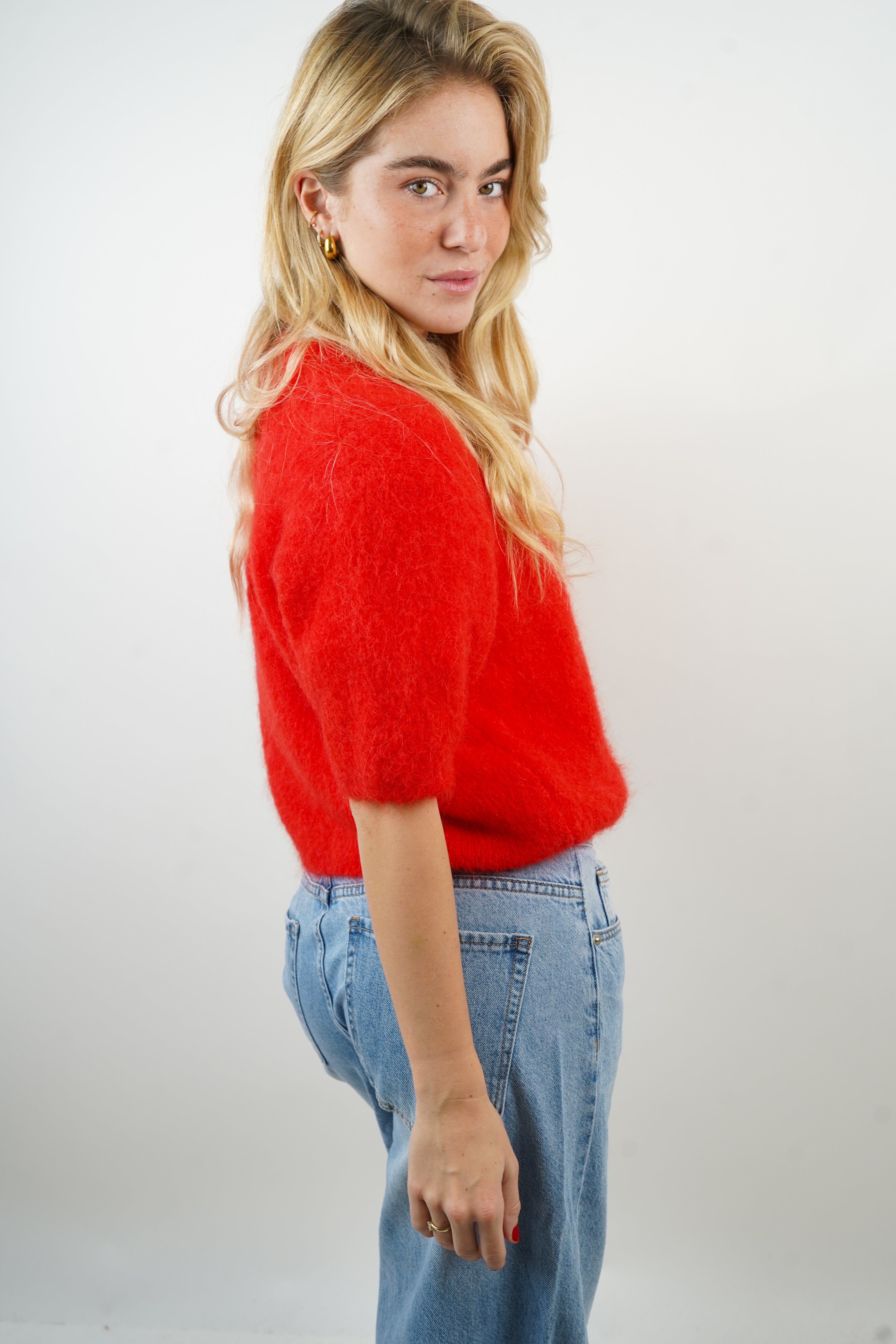 Pull mohair/alpaga Agathe rouge