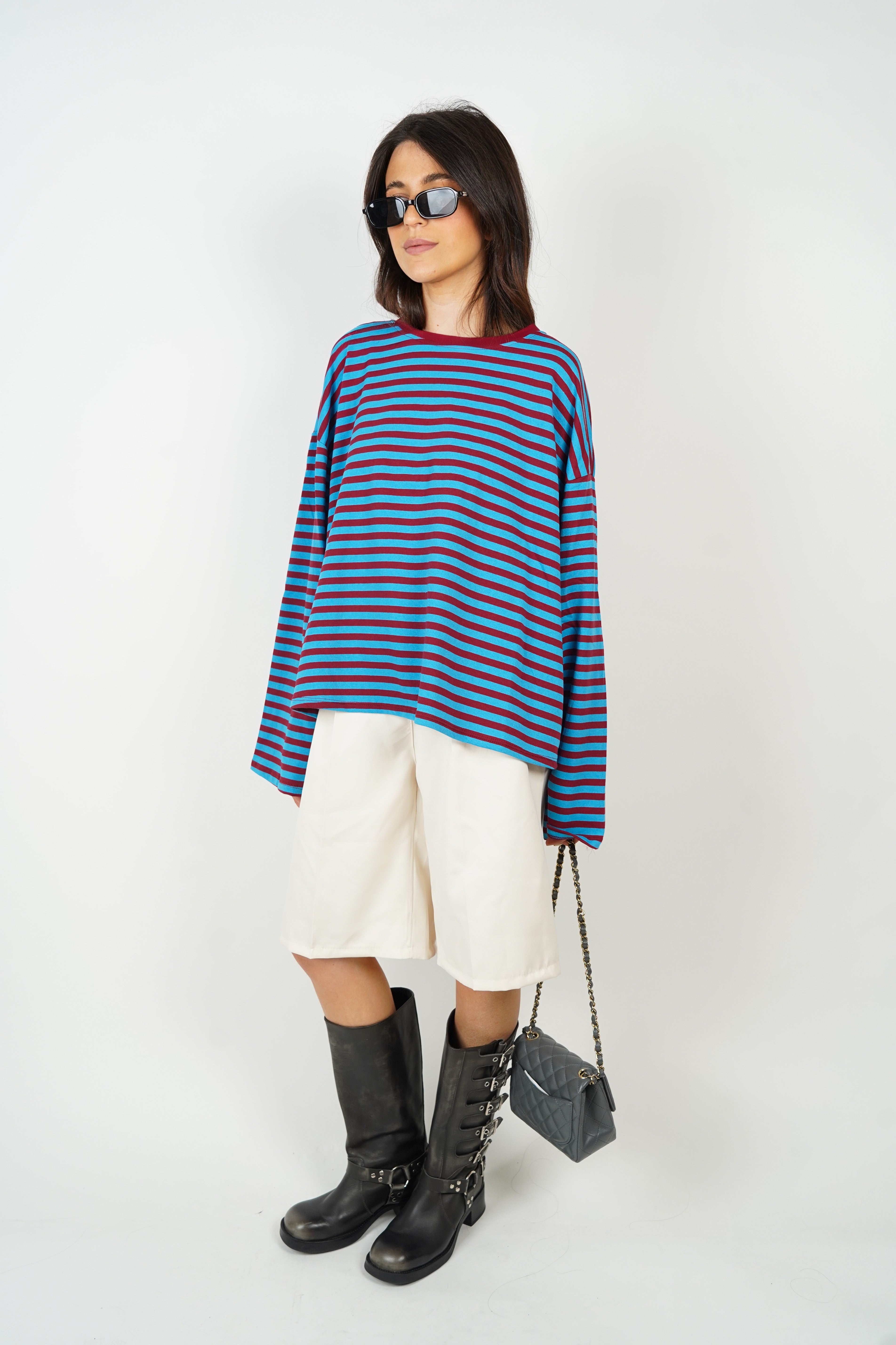 T-shirt Océane rood en blauw