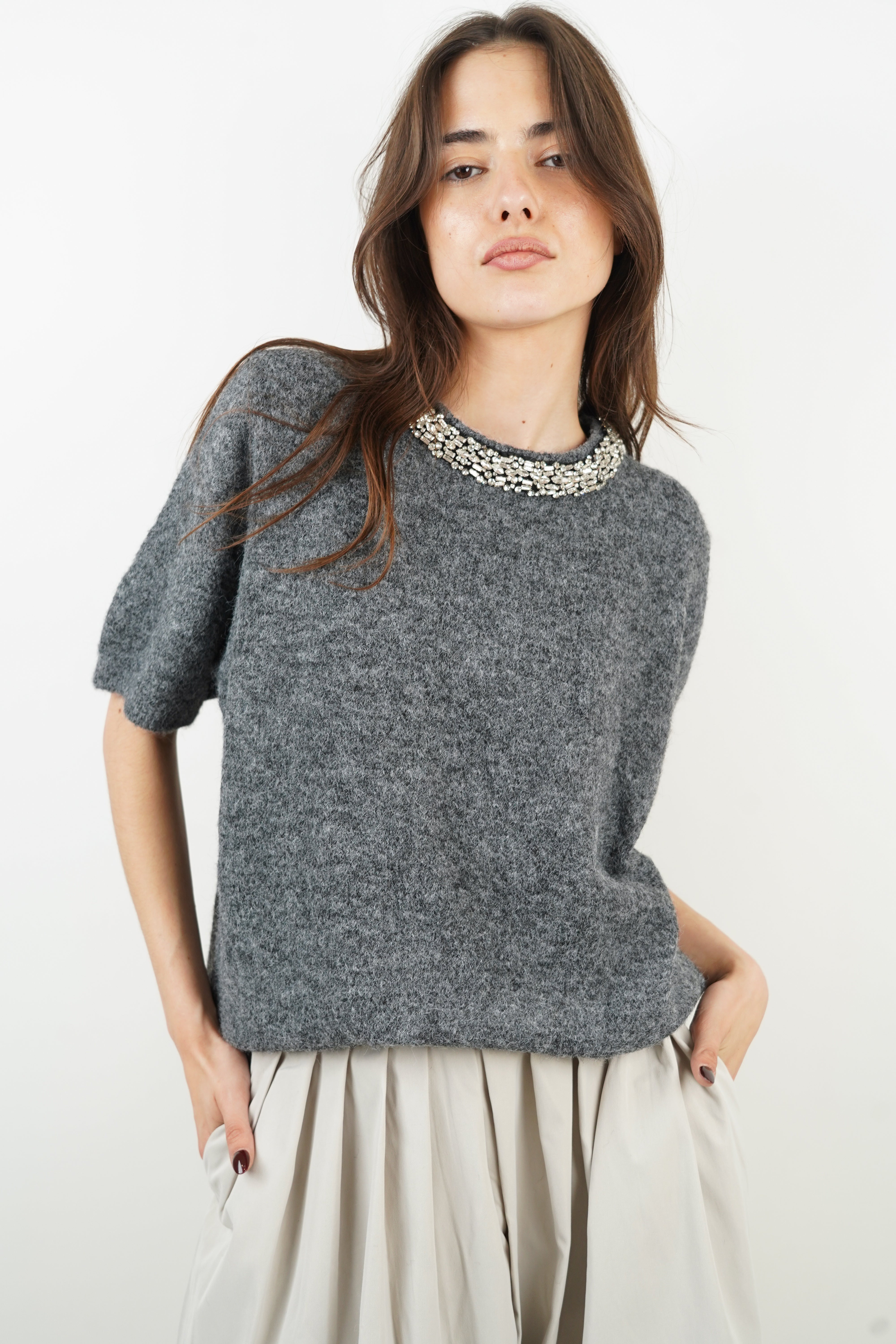 Blauer Dalia-Pullover