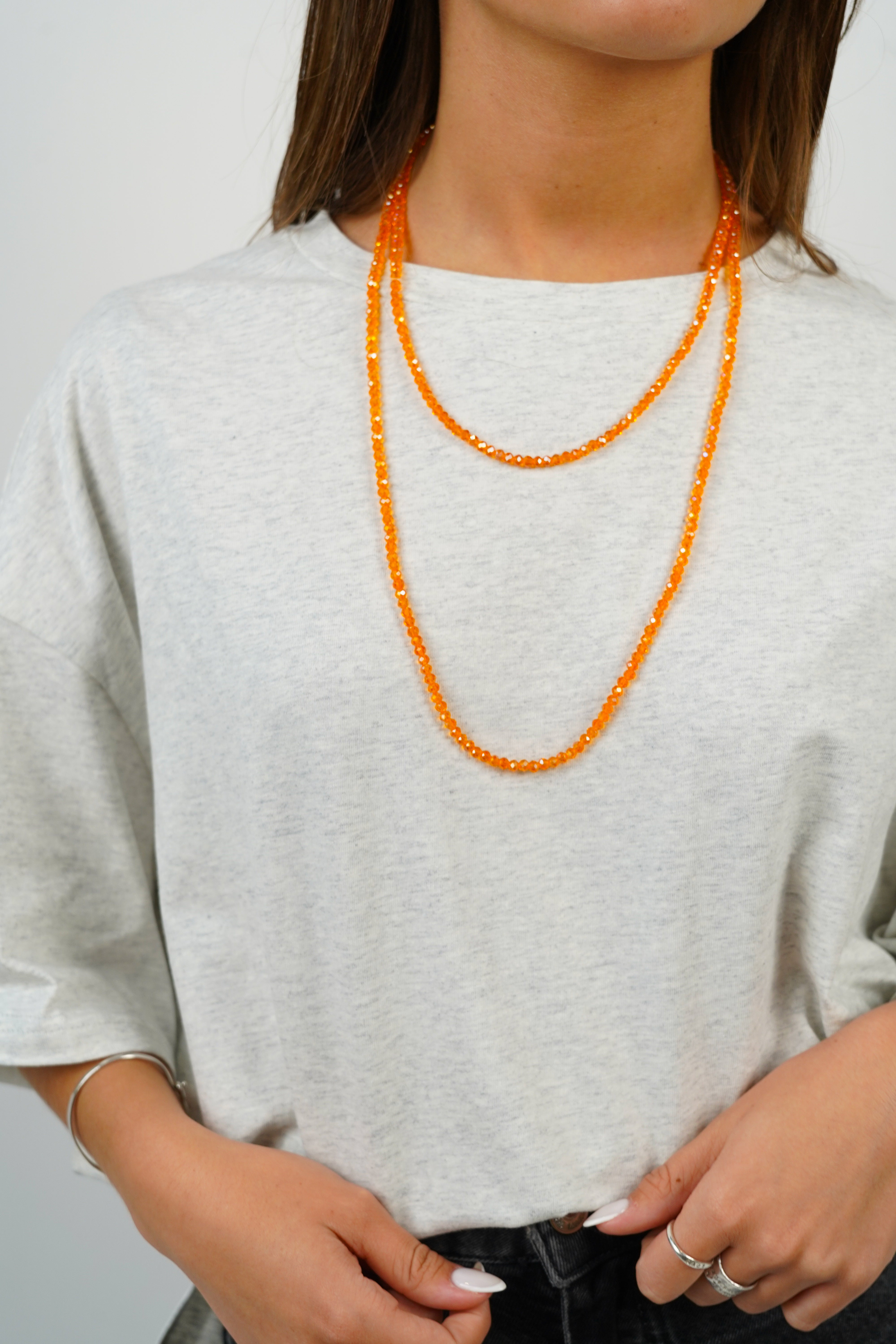 Orange pearl necklace