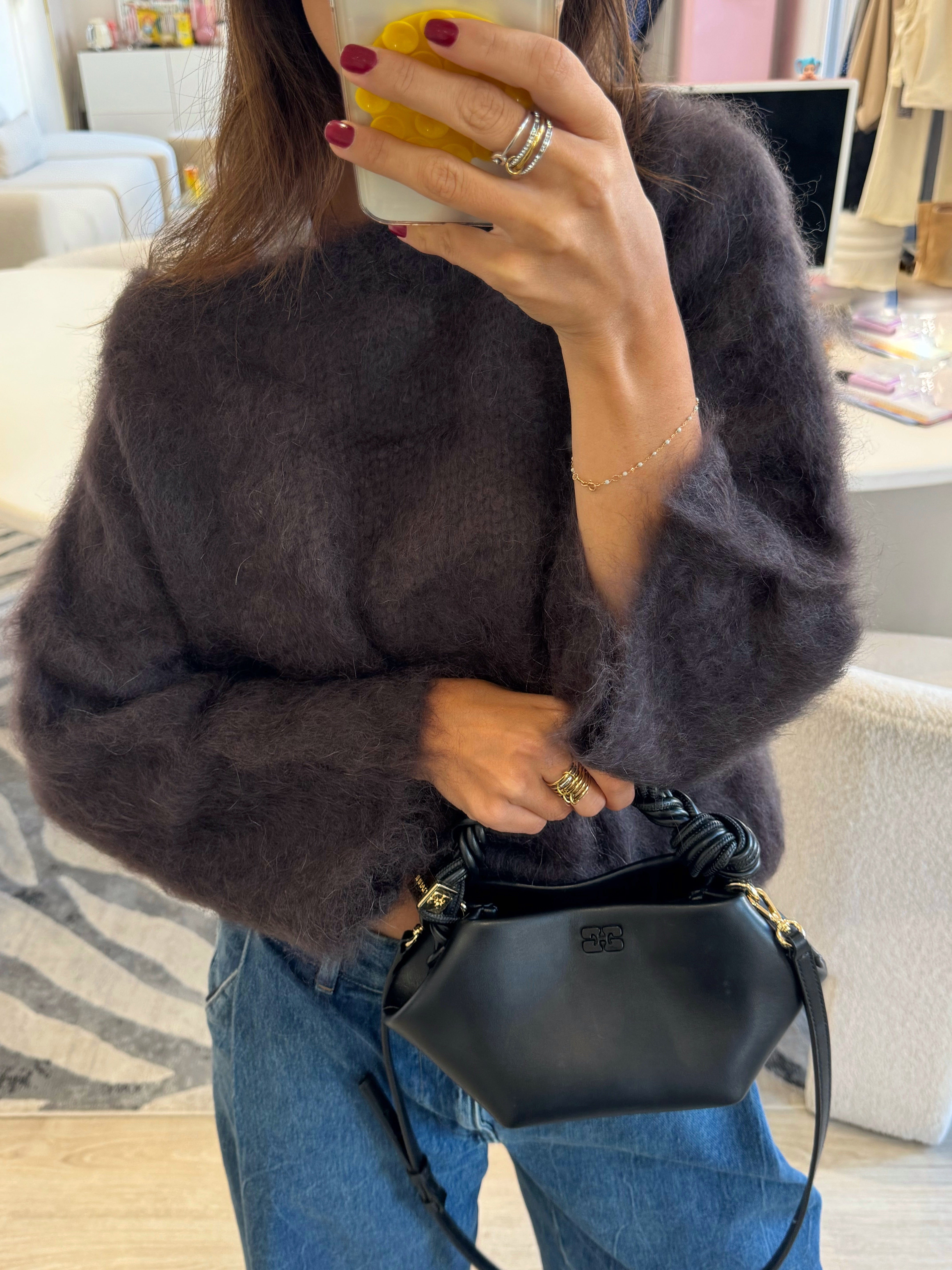 Pull 80% Mohair Jodie marron