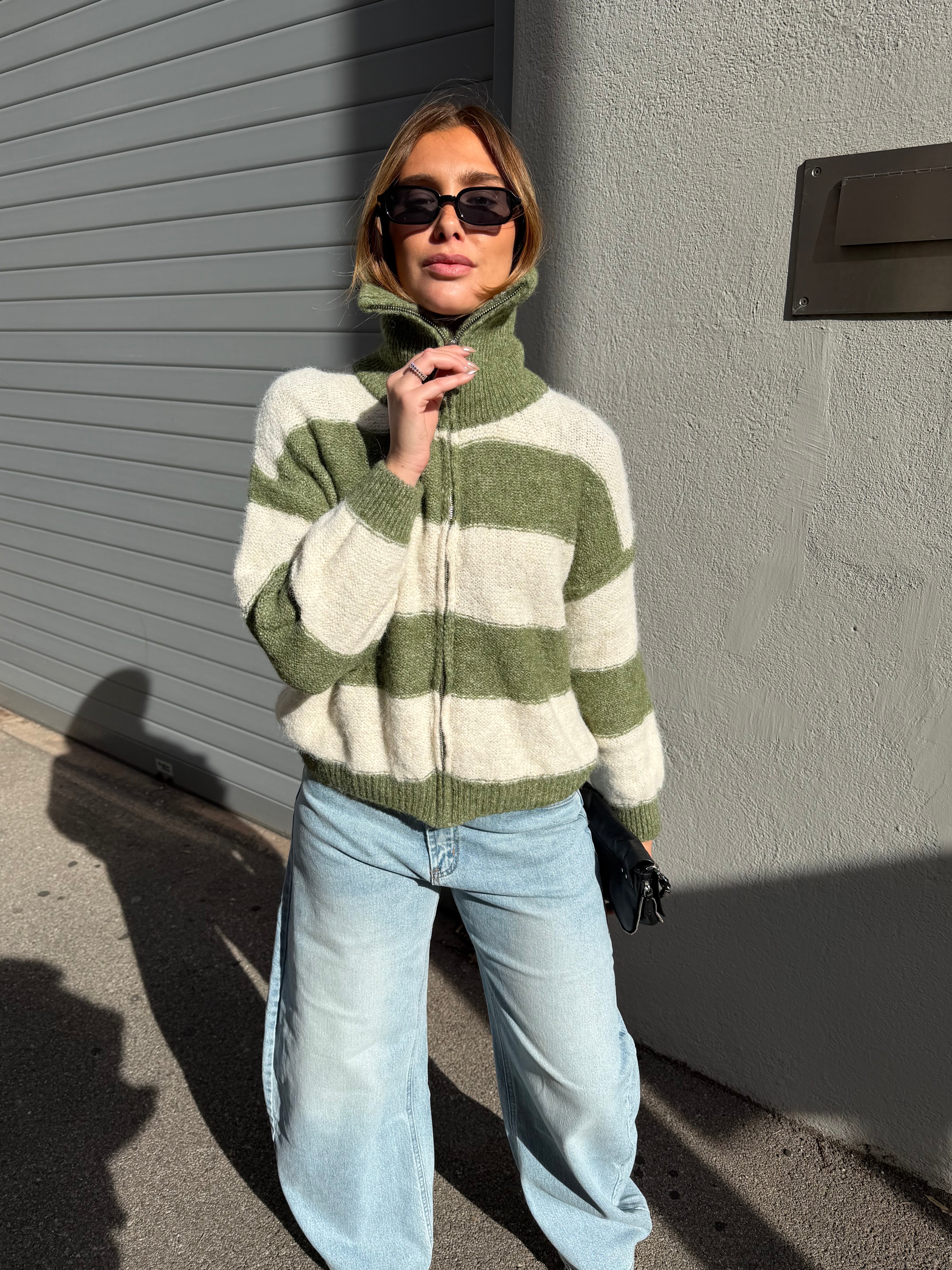 Gilet Gracie vert et crème