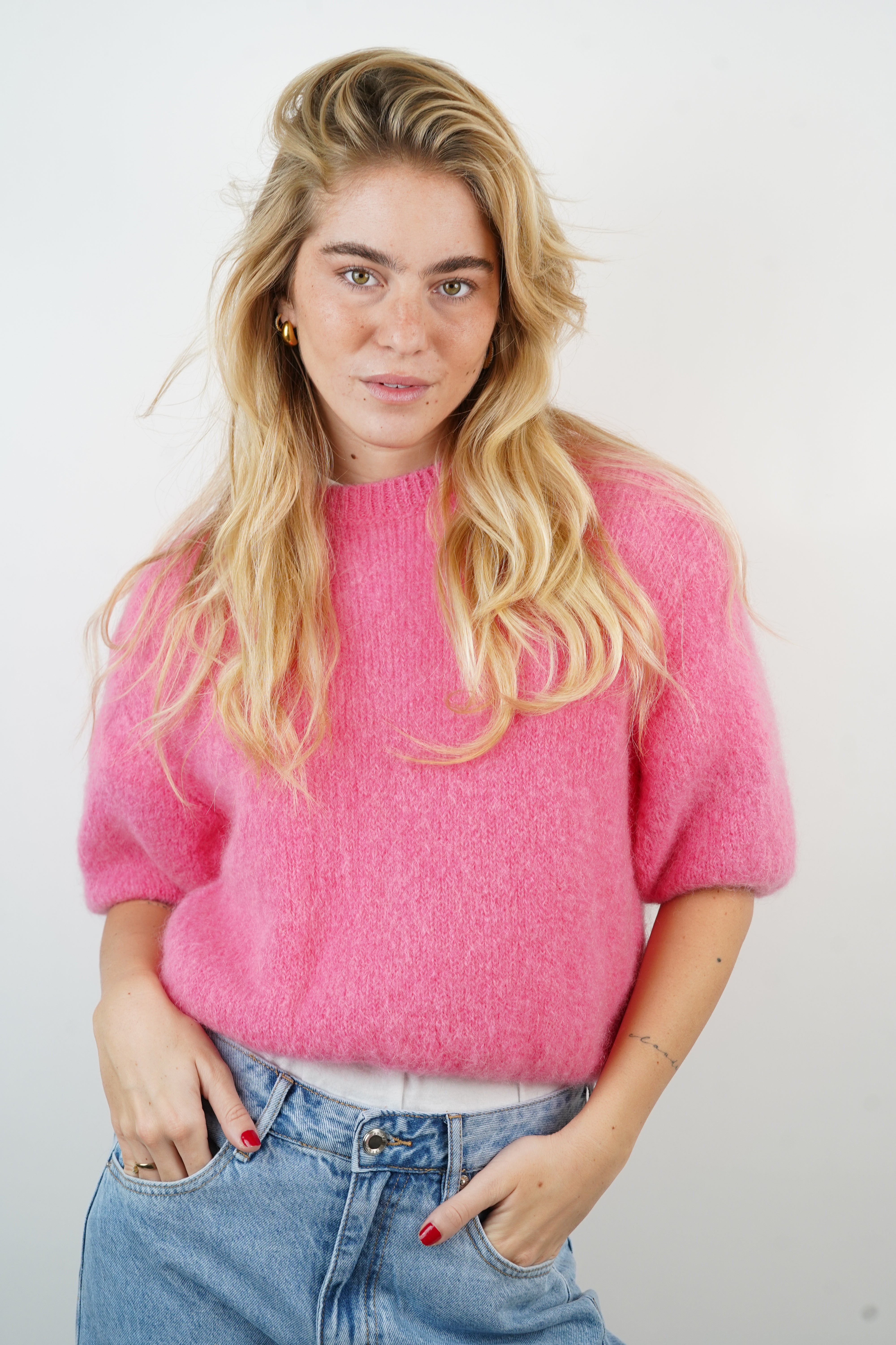 Pull mohair/alpaga Agathe rose