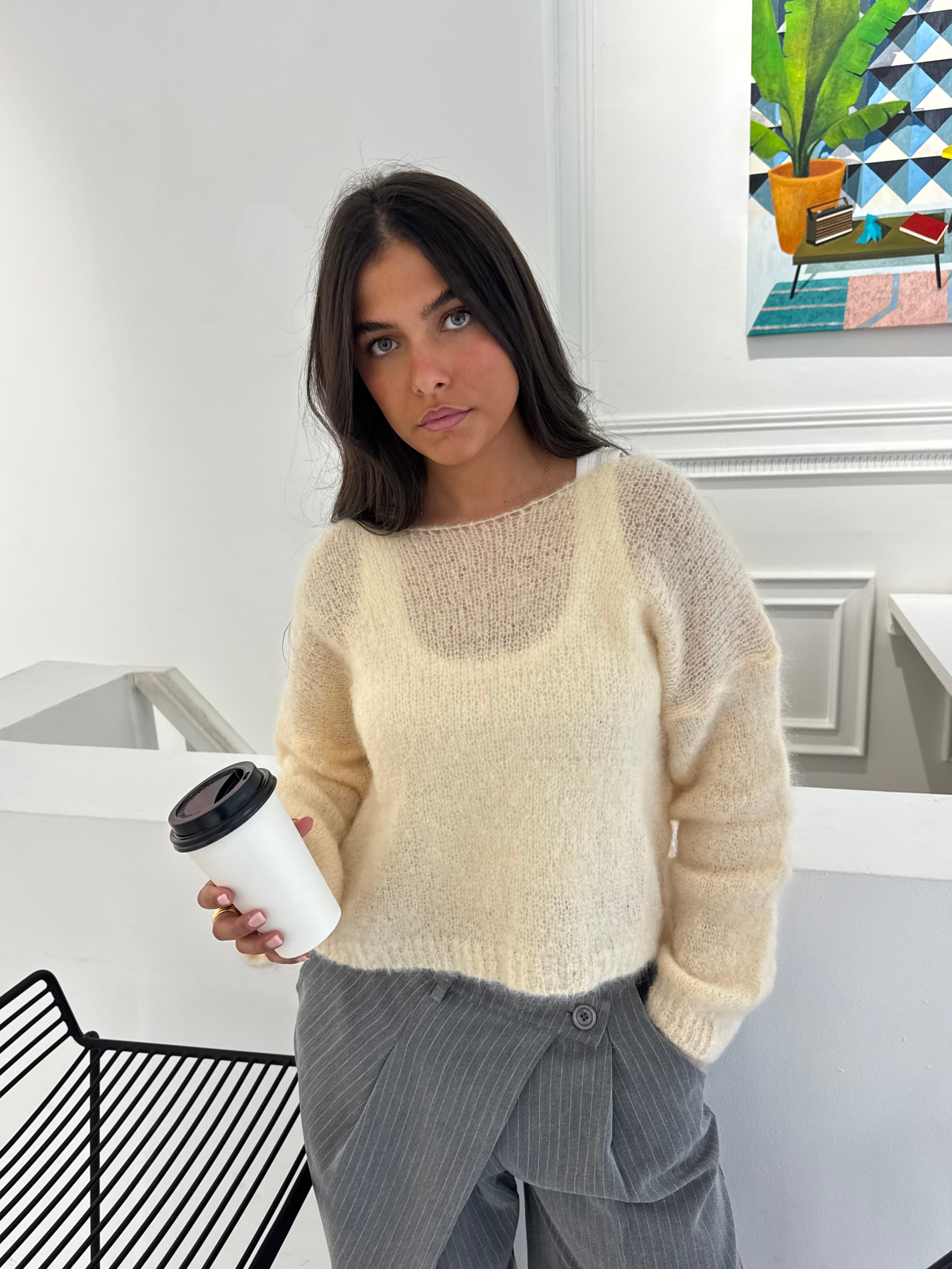 Pull 80% Mohair Suzy crème