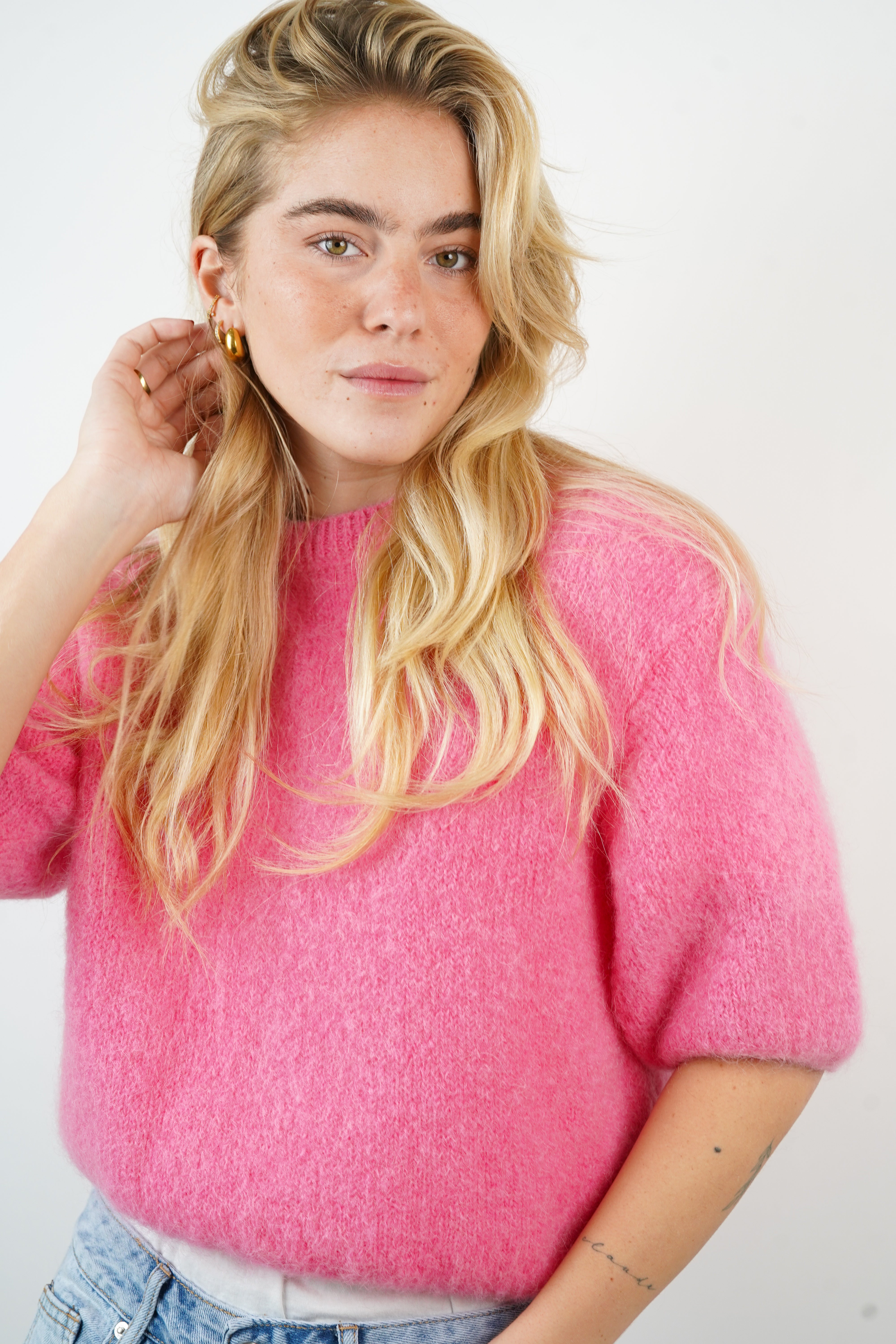 Pull mohair/alpaga Agathe rose