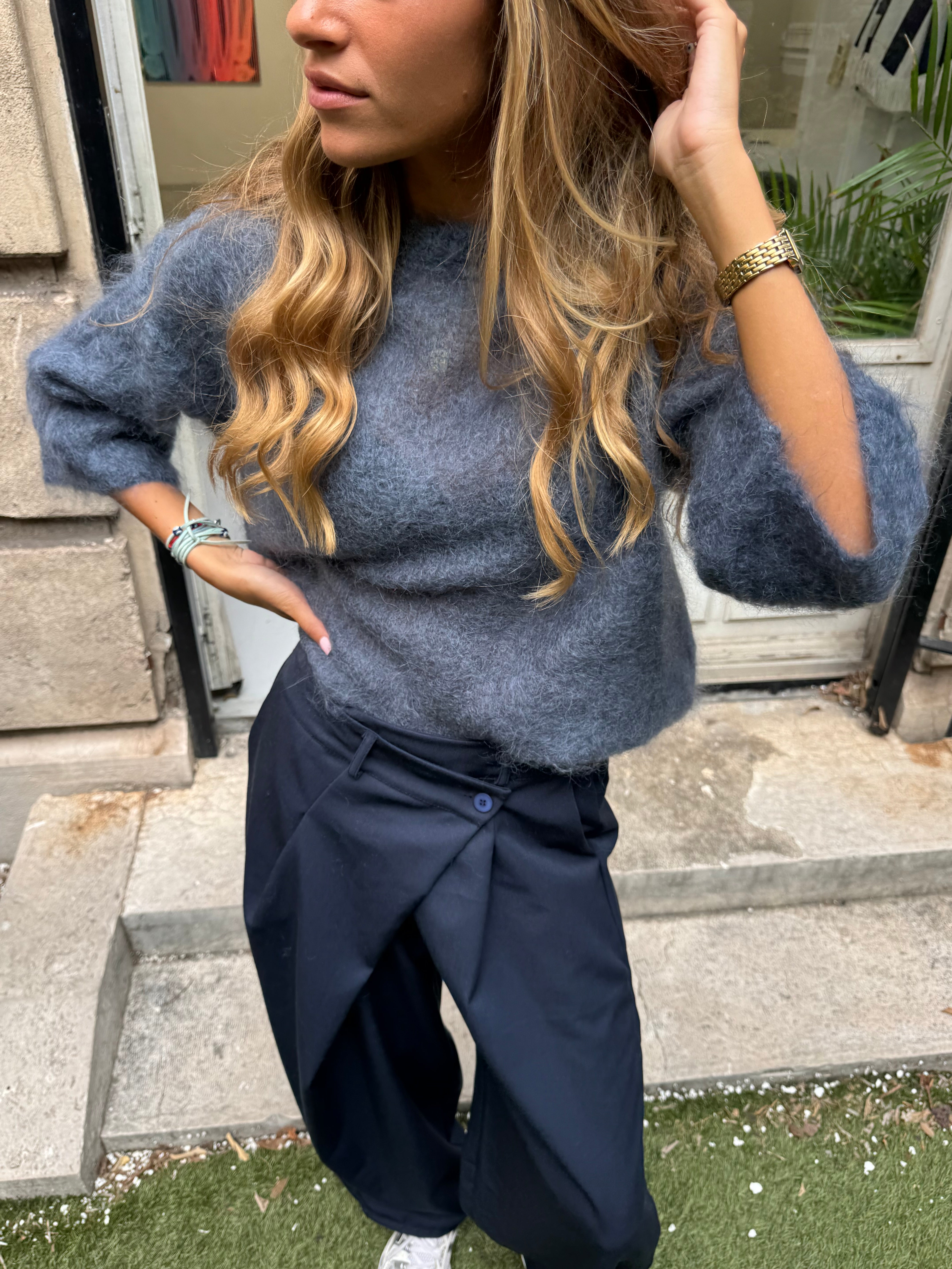 80% Mohair Jodie sweater blue/gray