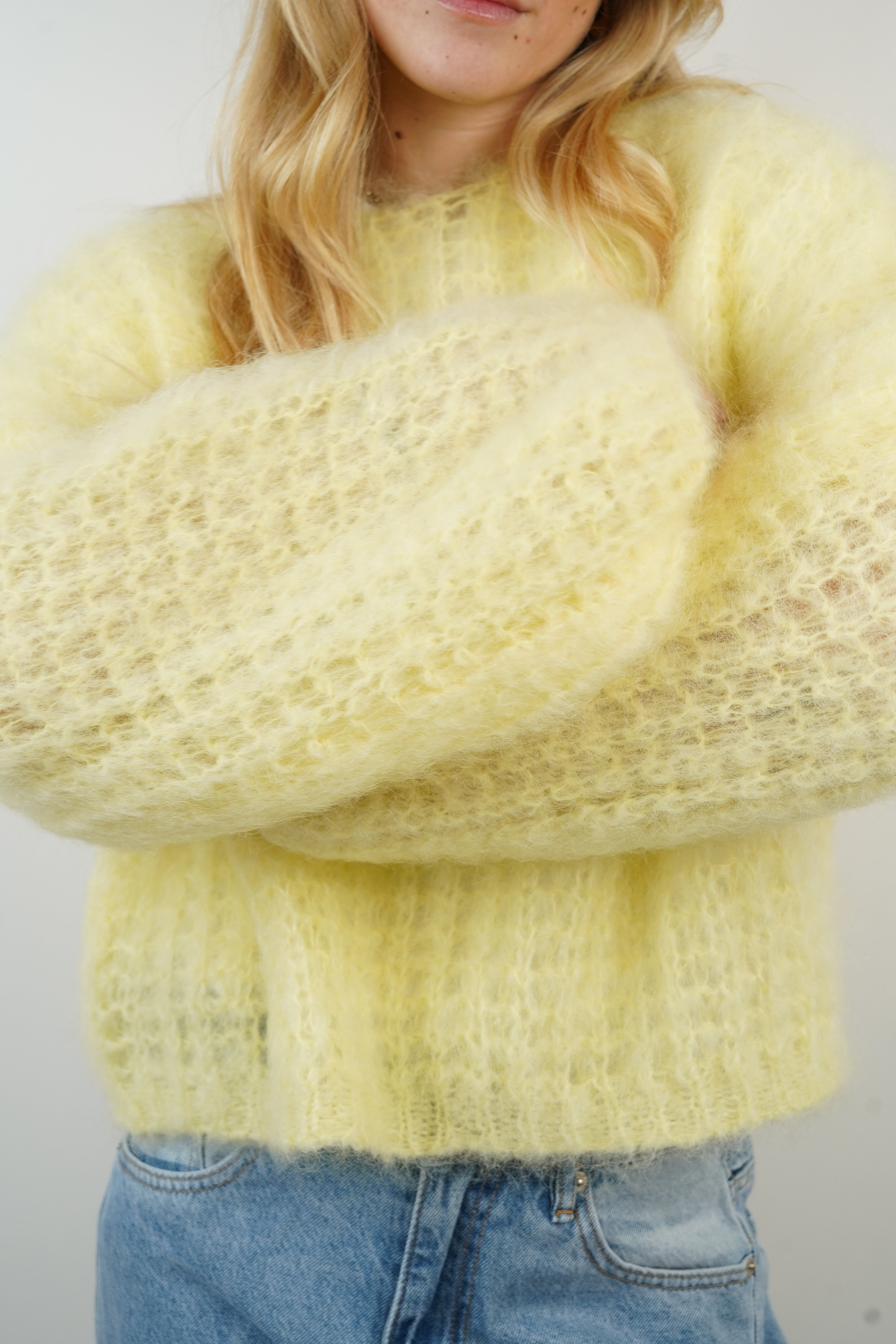 Pull 80% mohair Zoé jaune