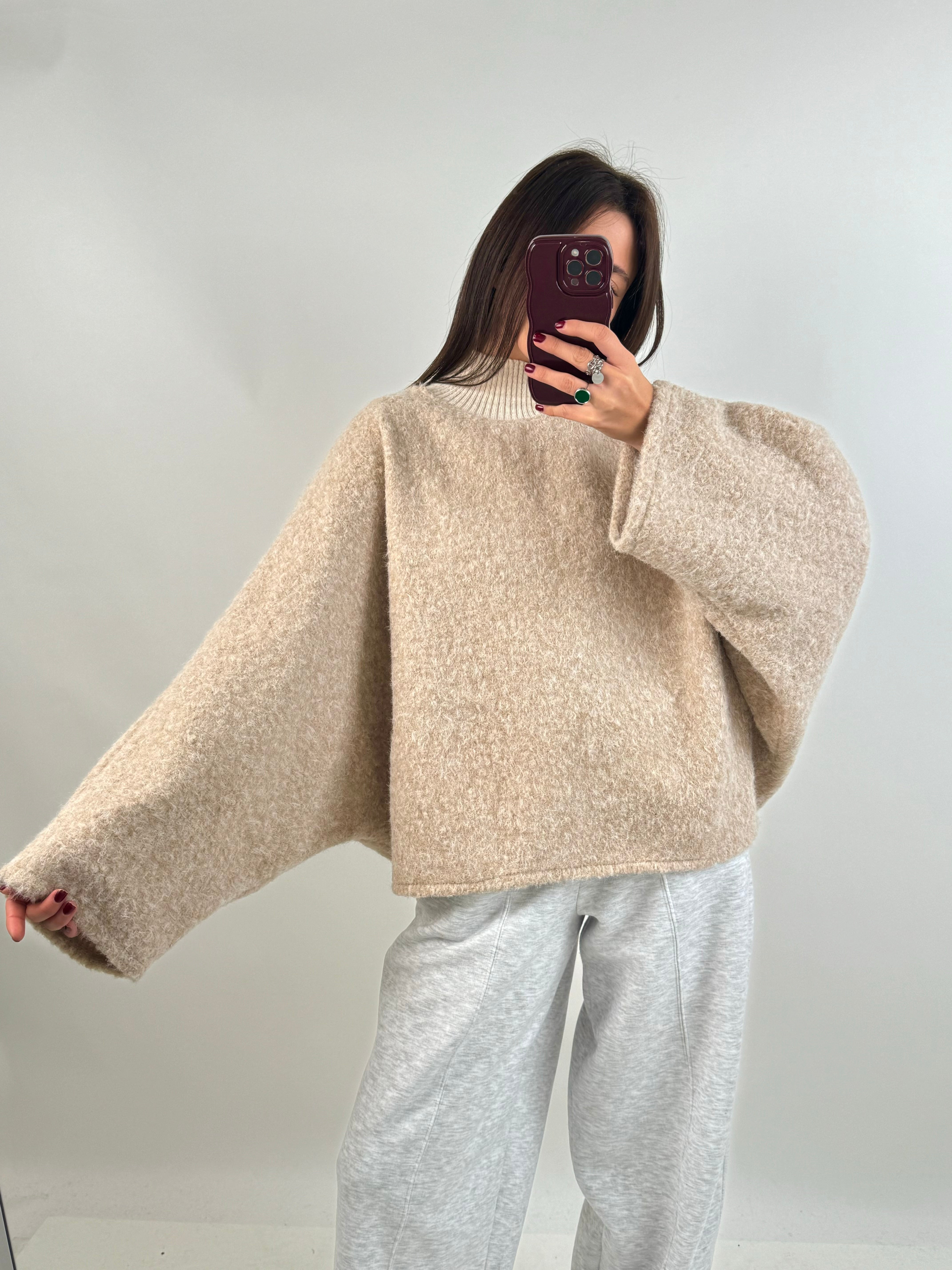 Milena beige cape sweater