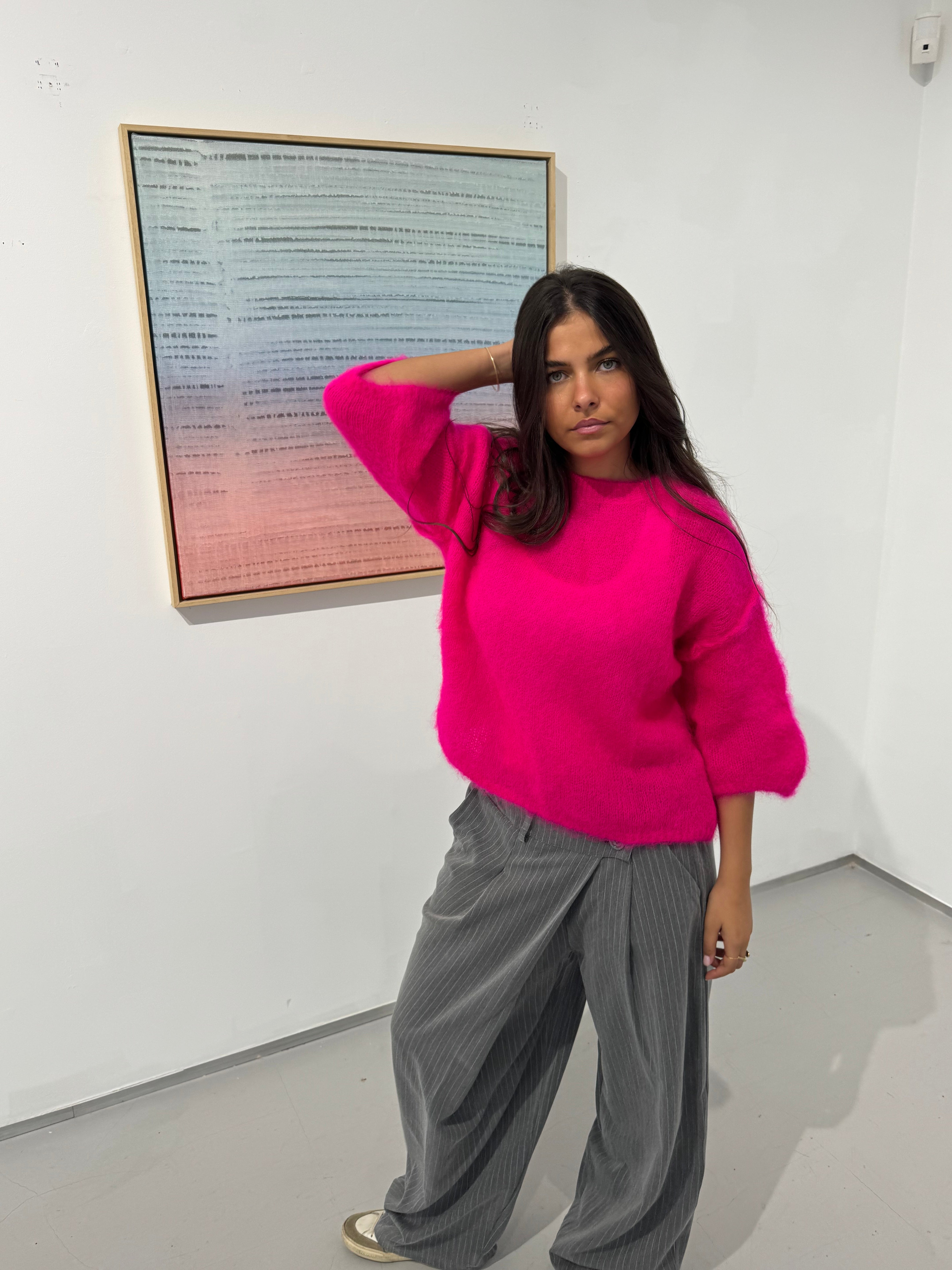 80% Mohair Jodie fuchsia pink sweater