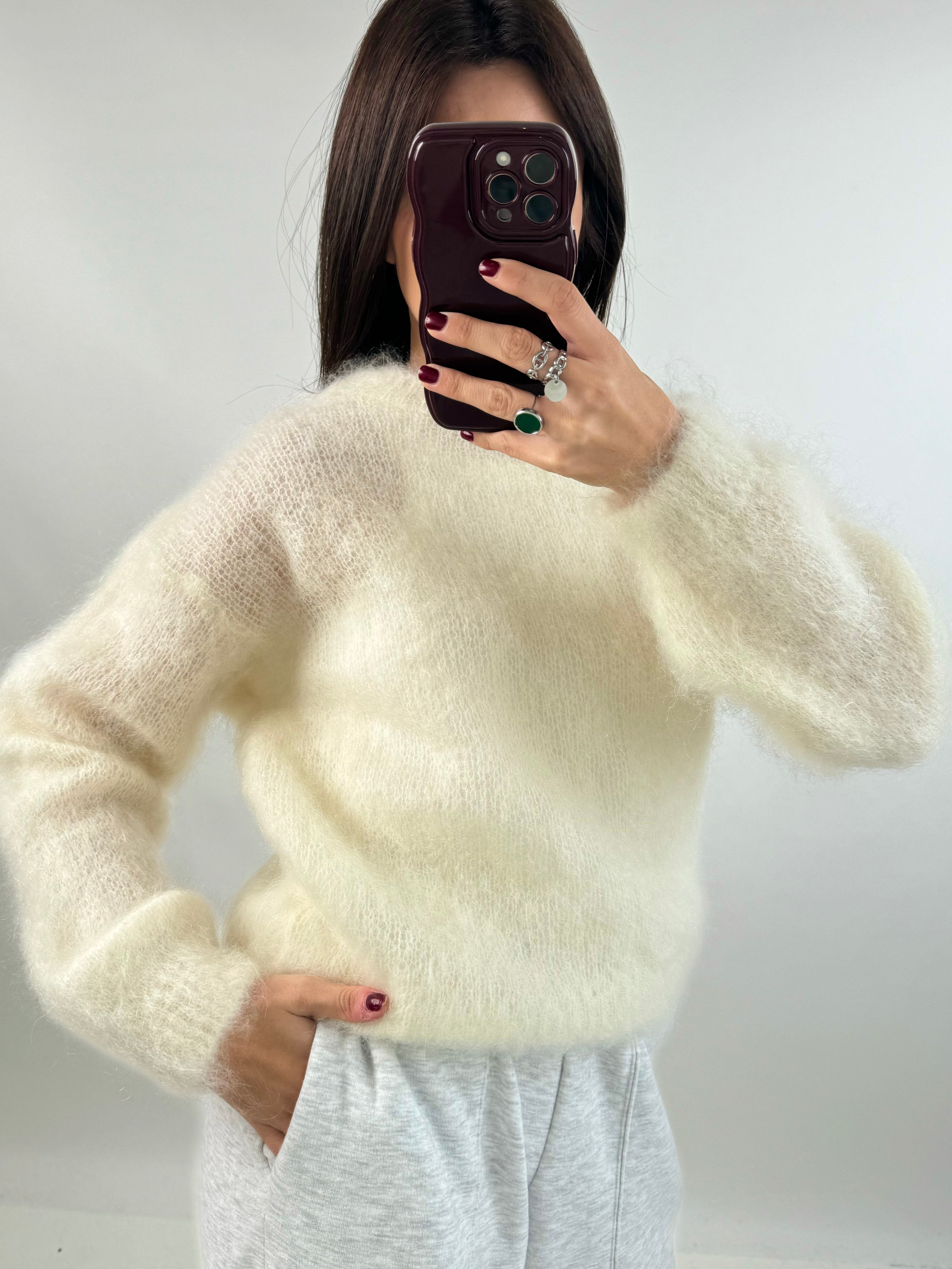 Tea mohair ecru sweater