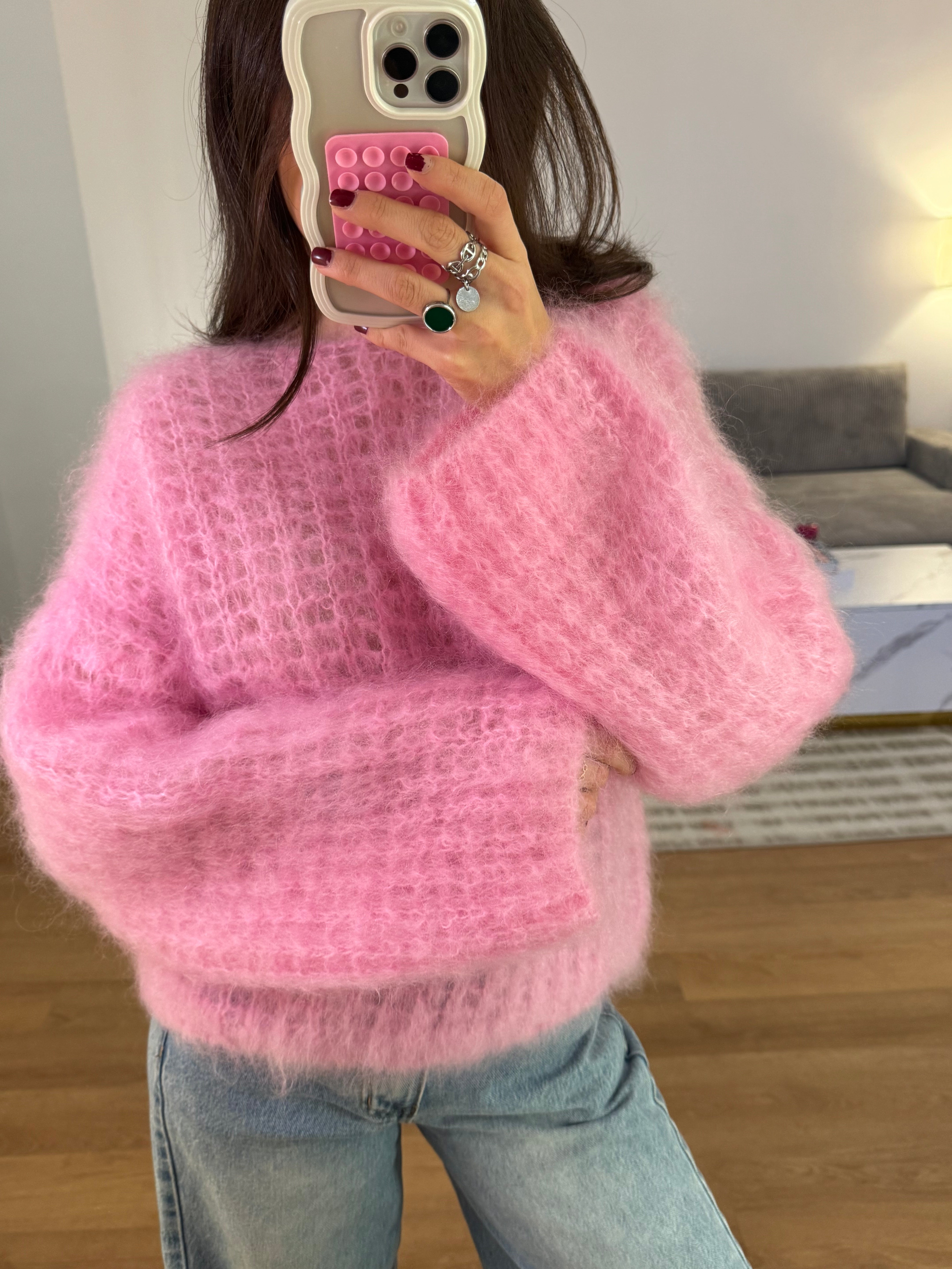 Maxi pull en mohair mélangé Femme, Bleu | Milano Maxi pull en mohair mélangé Femme, Bleu | Milano