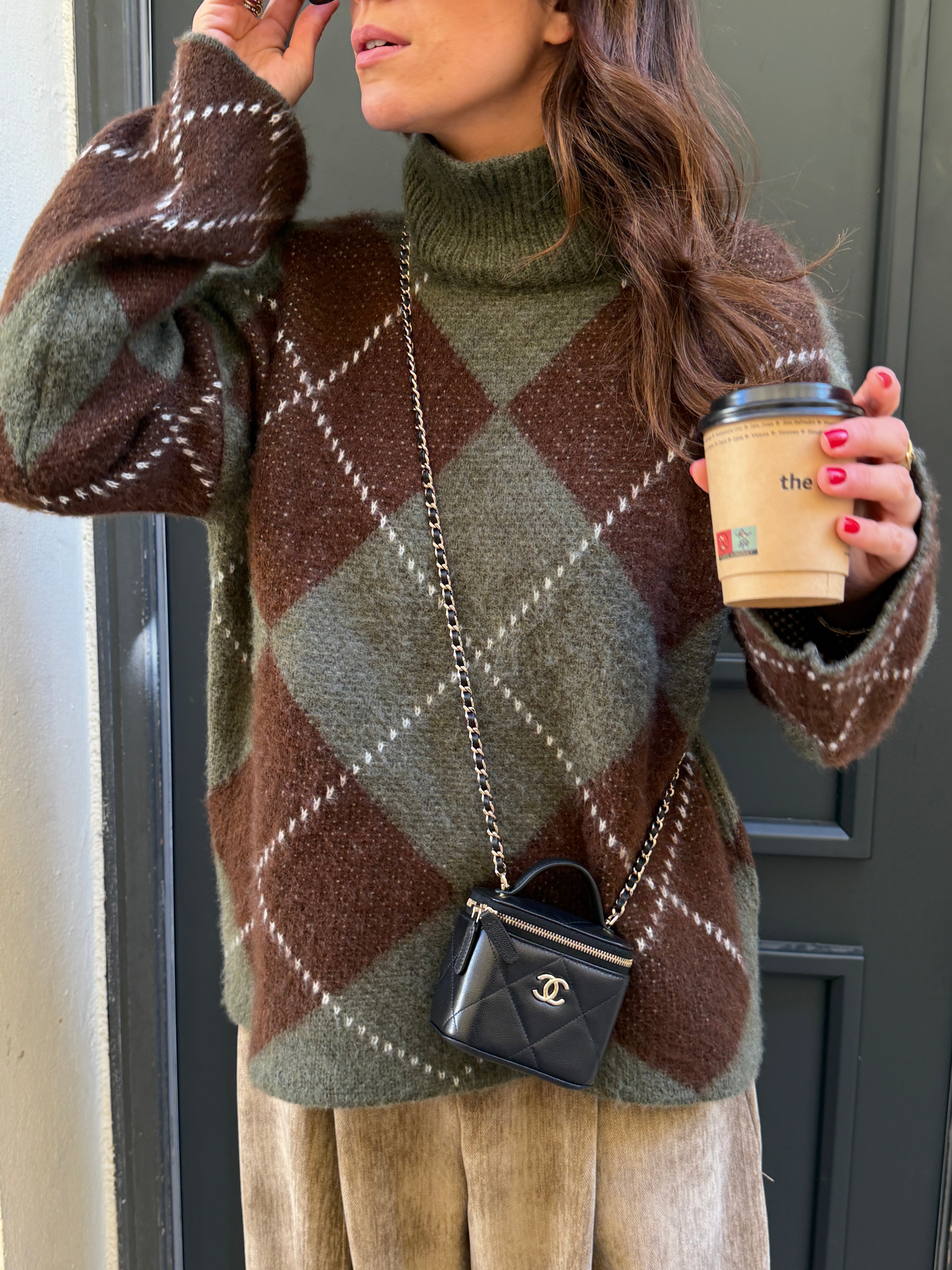 Candice-Pullover in Khaki und Braun