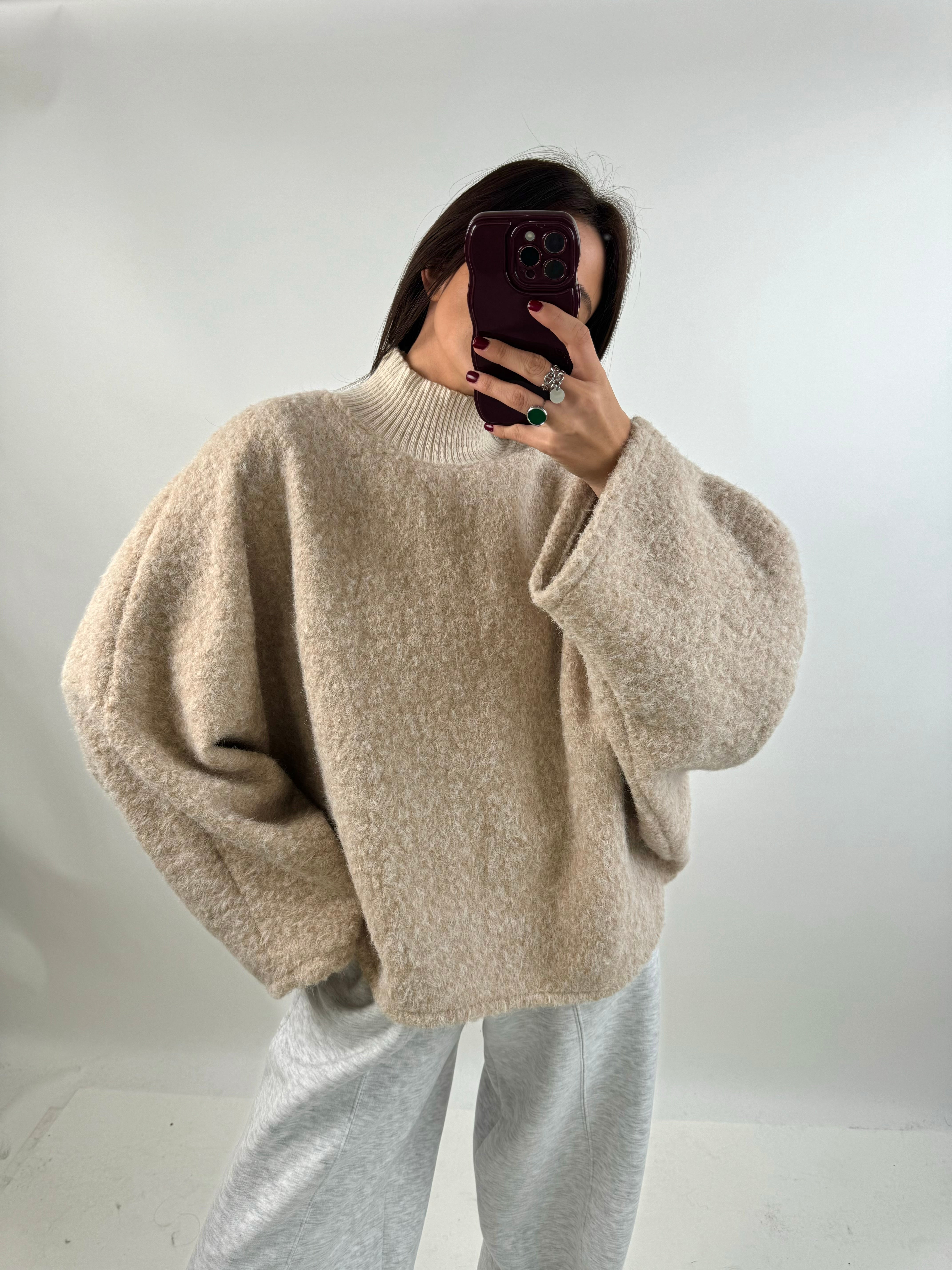 Milena beige cape sweater