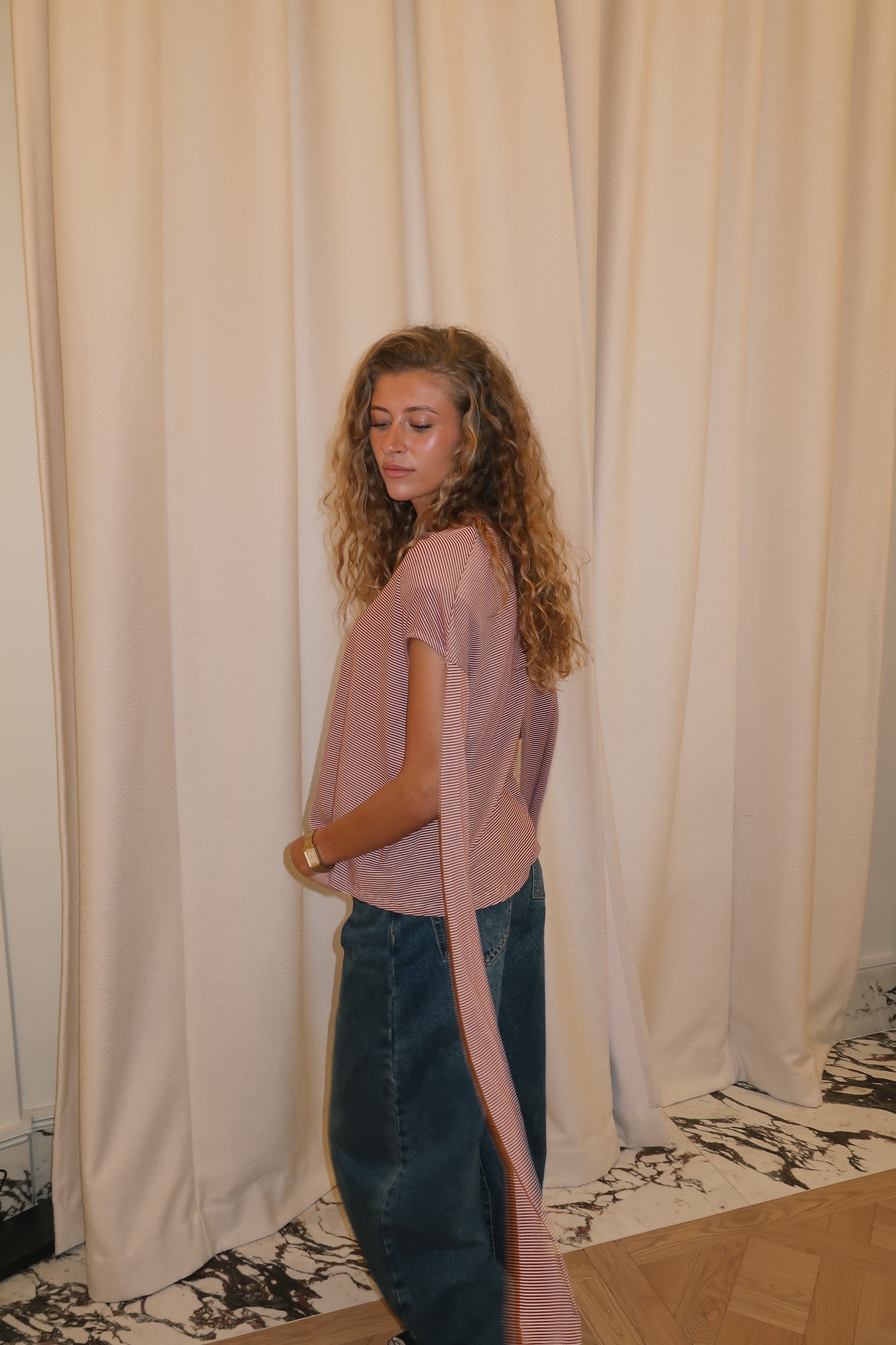 T-shirt Giulia bordeaux en crème