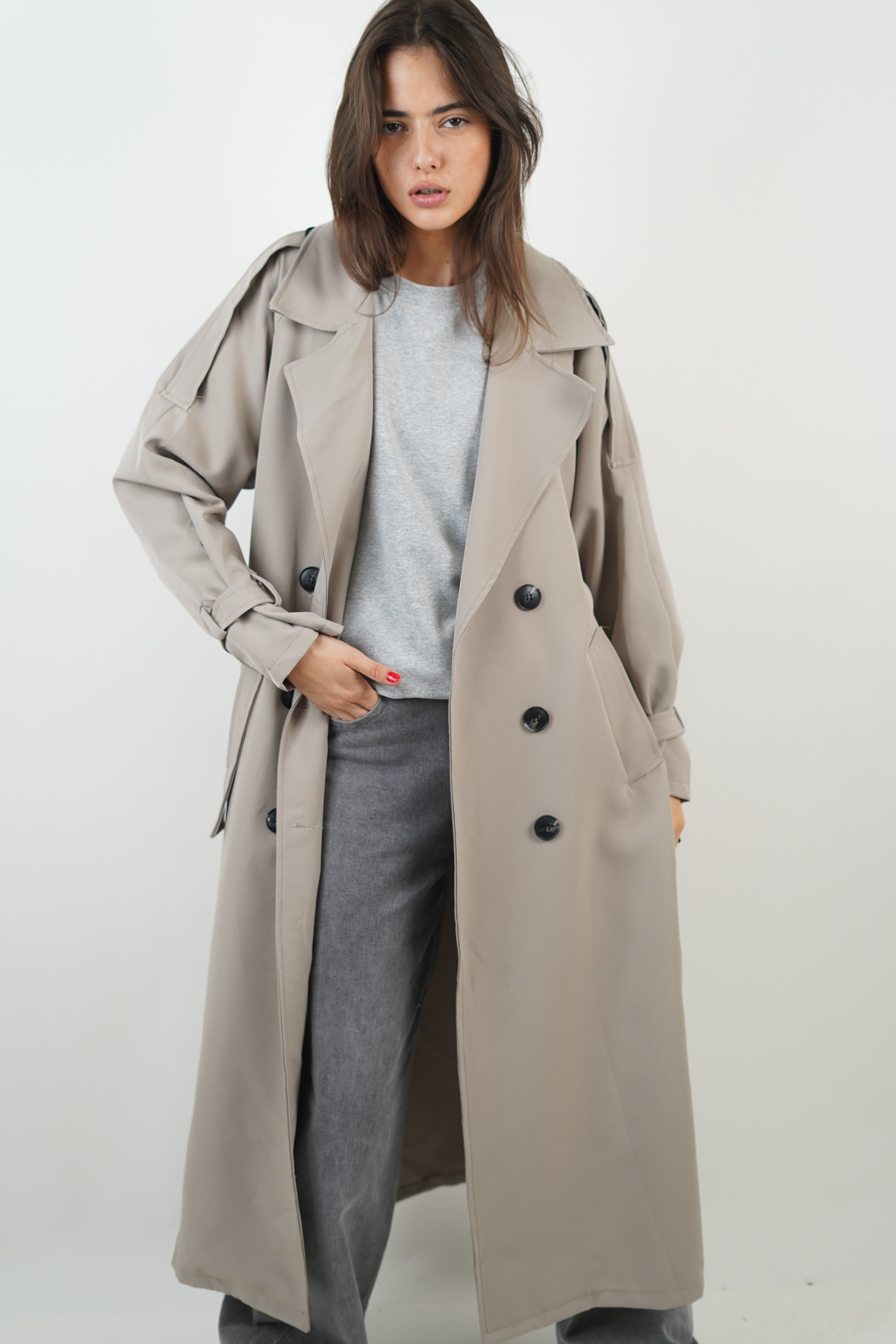 Lola helltaupefarbener Trenchcoat