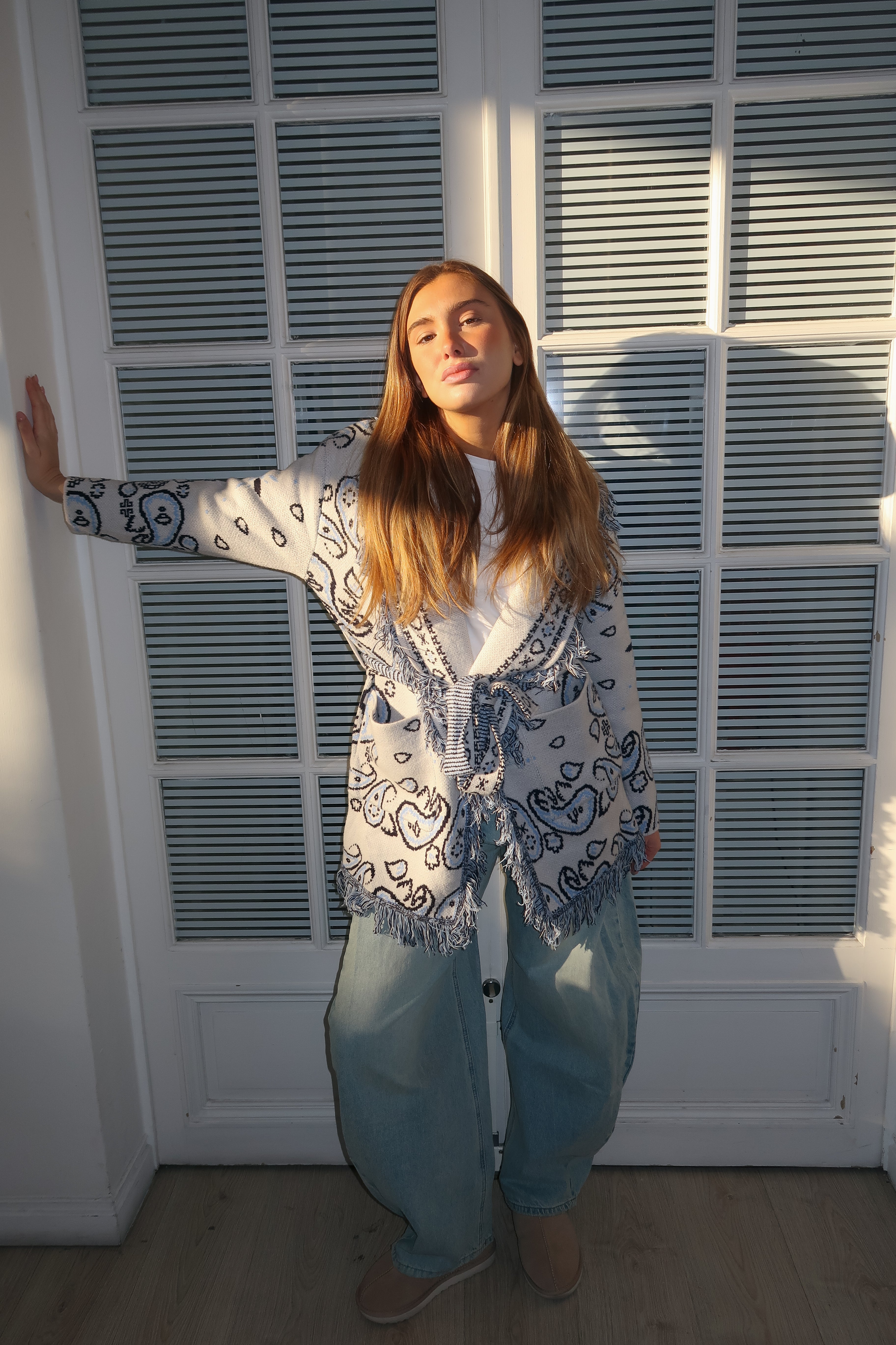 Gilet Suzanne gris et bleu