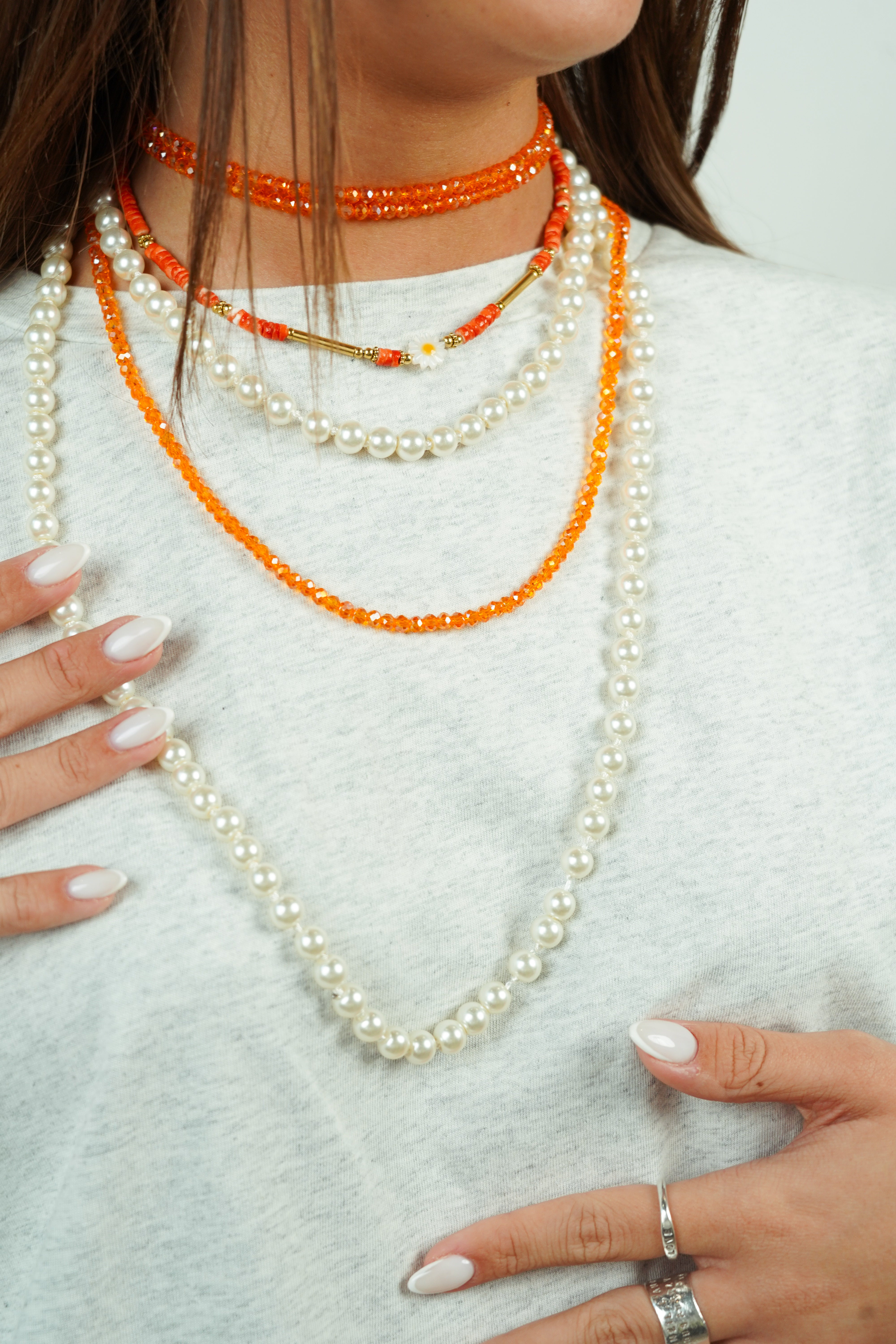 Collier en perles orange