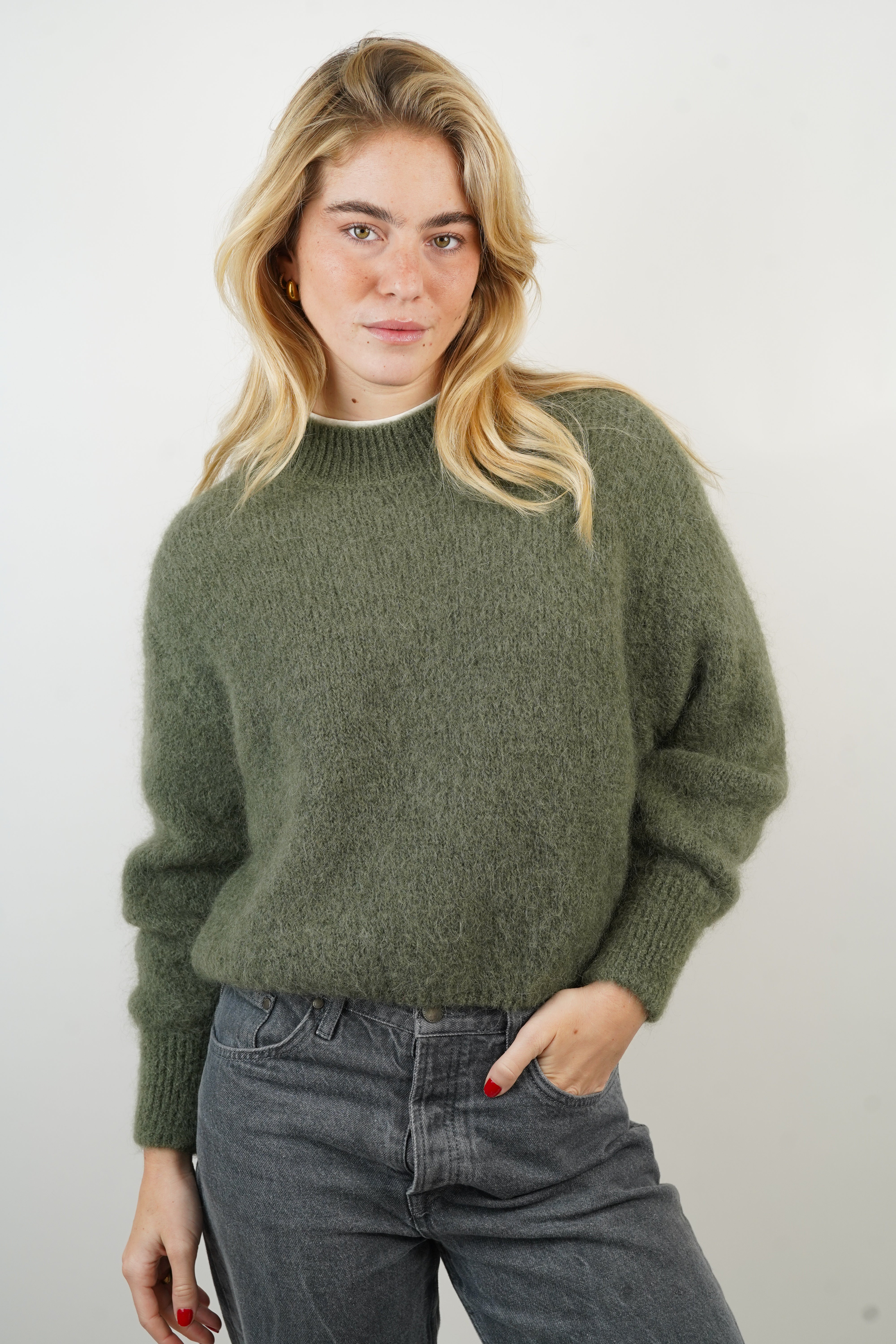 Pull mohair/alpaga Paloma kaki