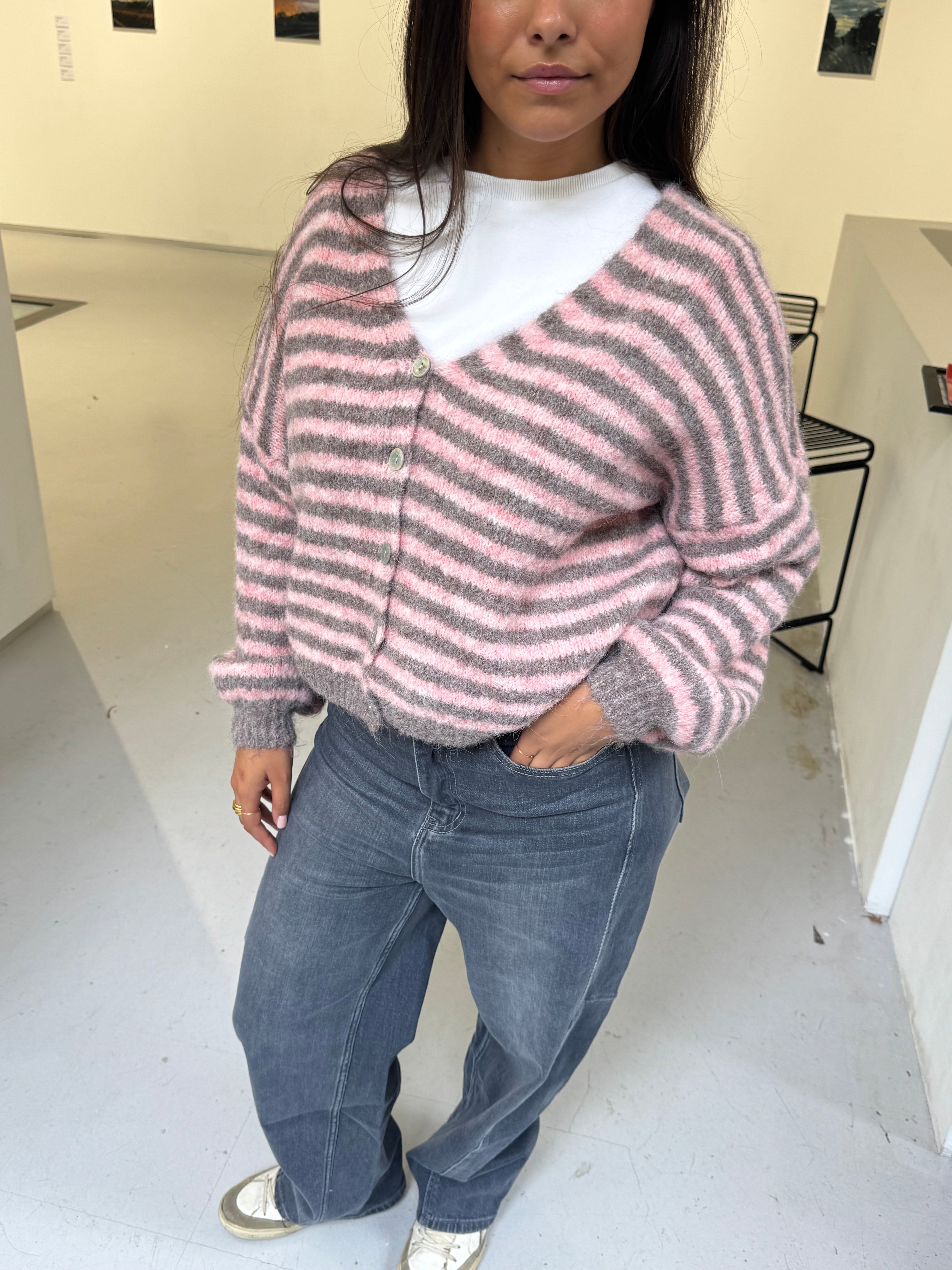 Stef pink and gray vest