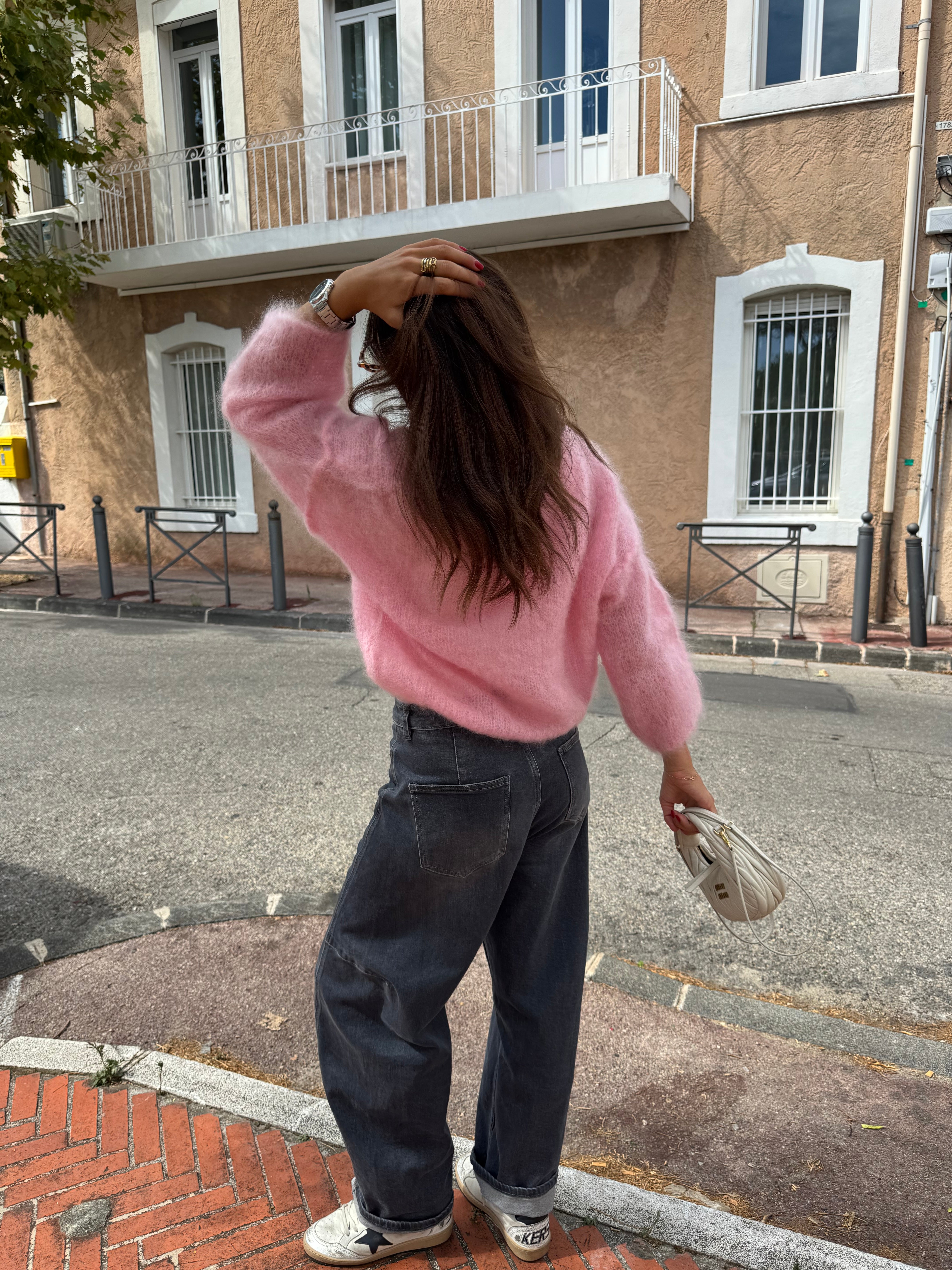 Pull 80% Mohair Jodie rose