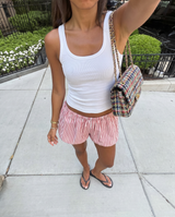 Valentina rød og hvid nederdel-shorts