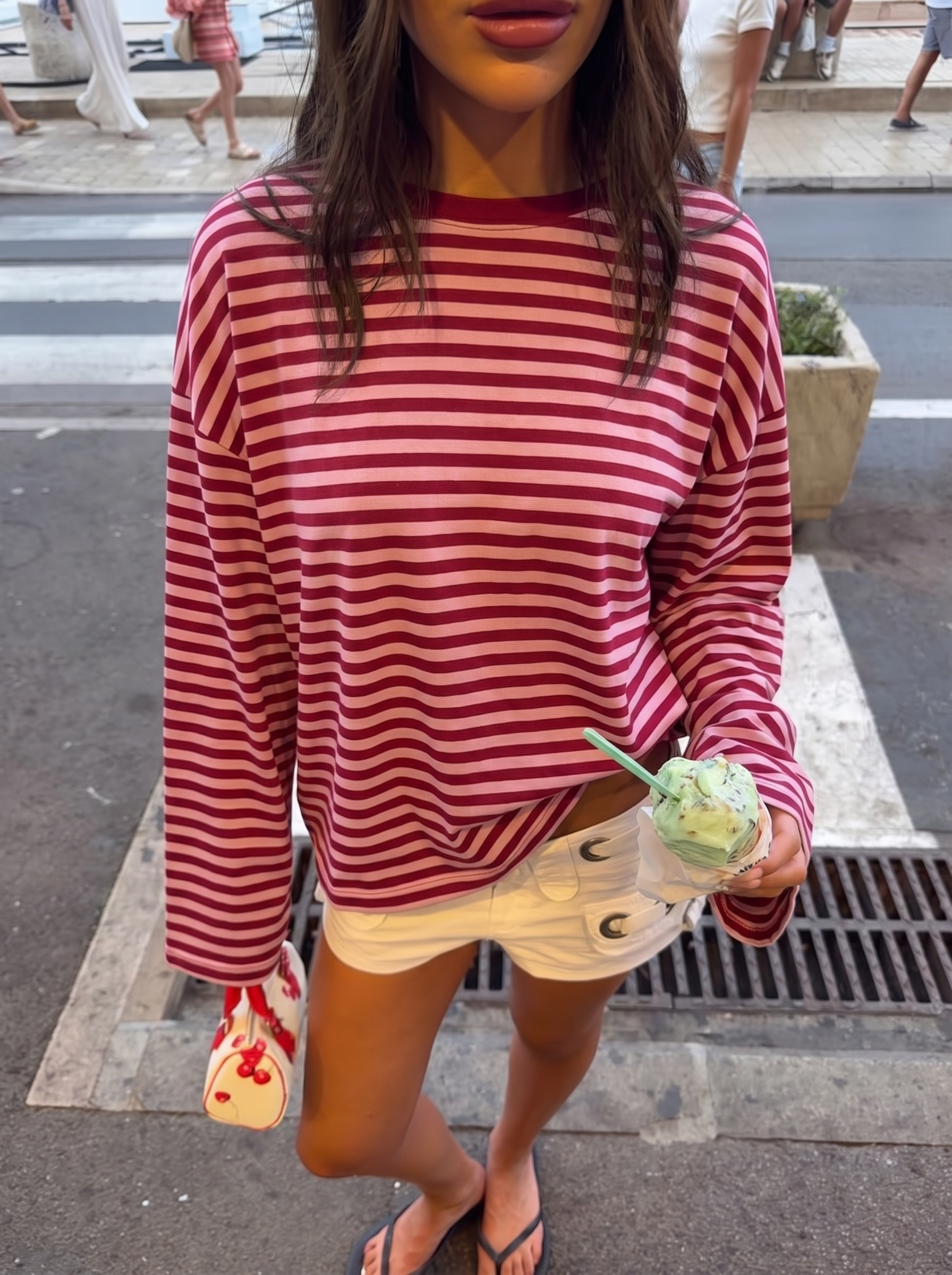 Tee-shirt Océane bordeaux et rose