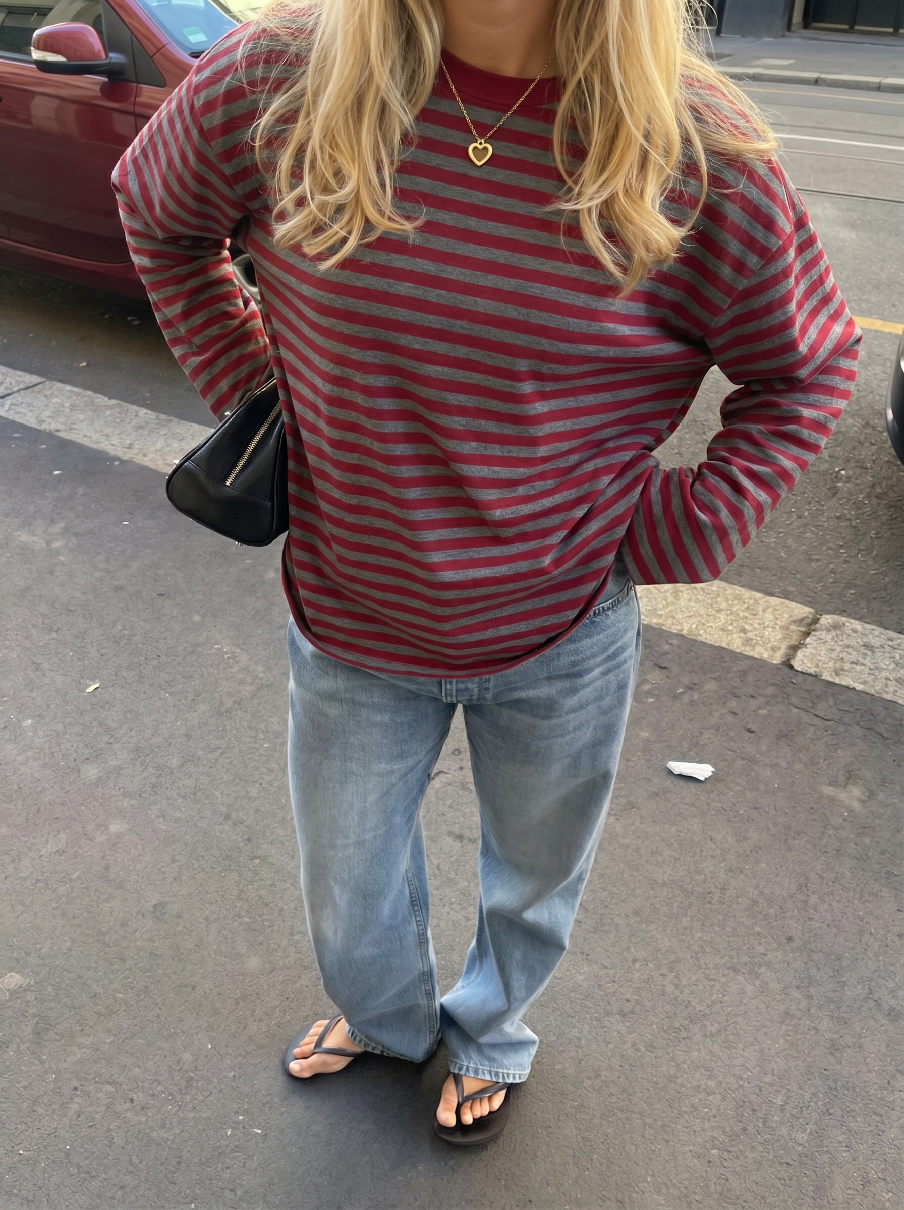 T-shirt Océane grijs en bordeaux