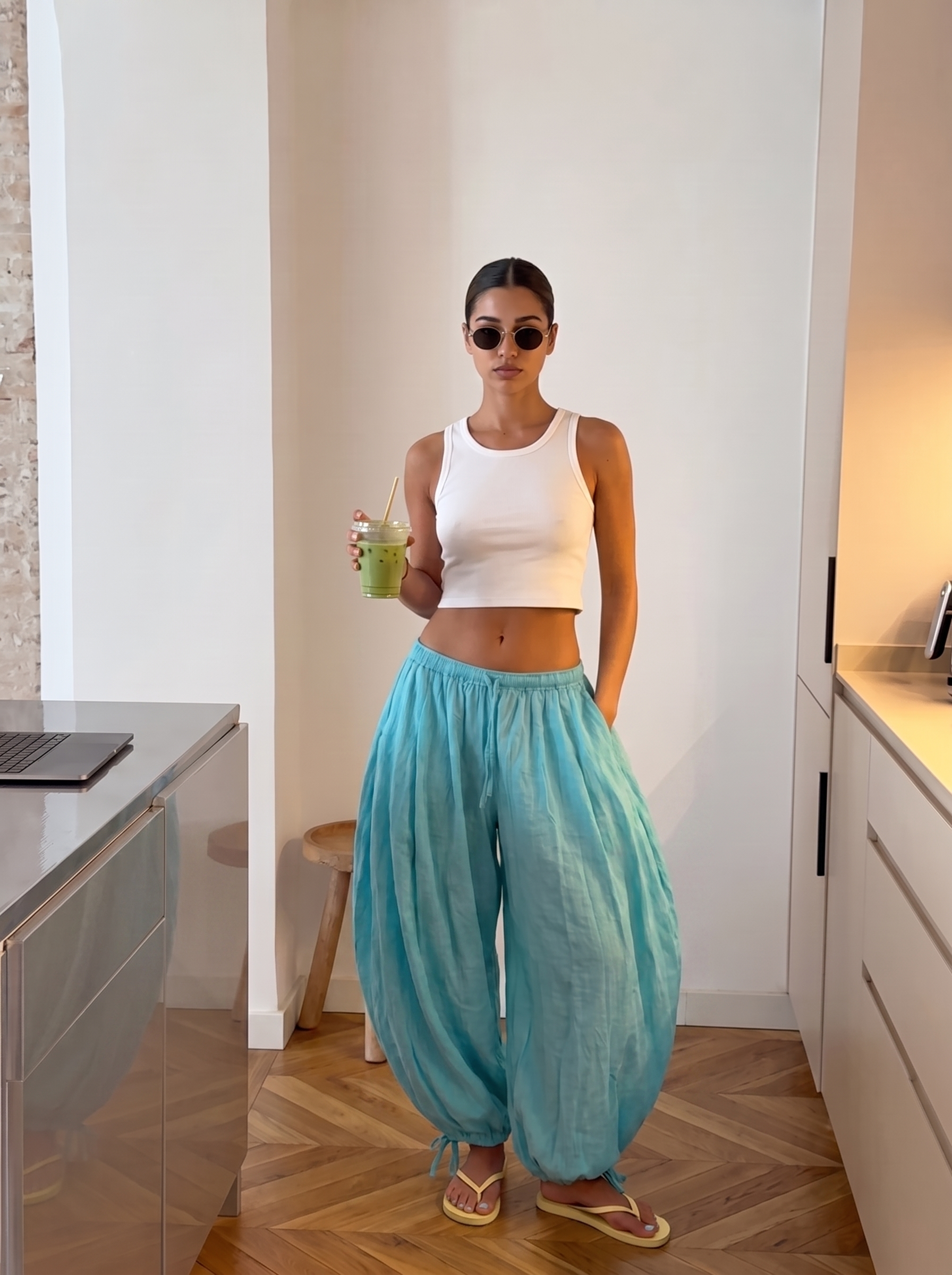 Pantaloni Dua turcoaz